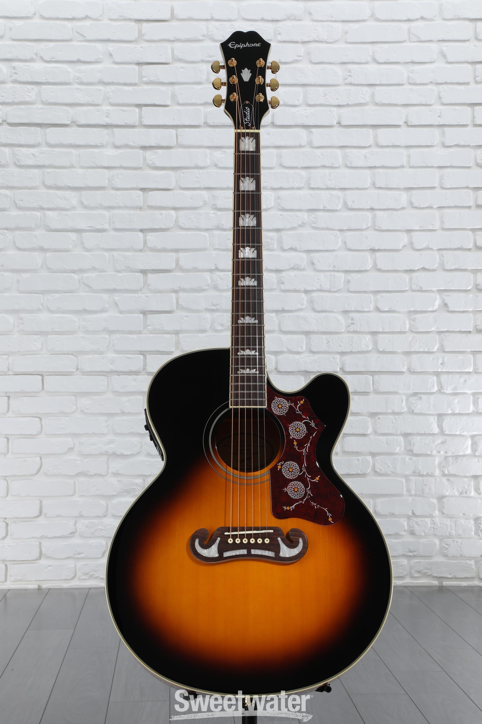 ギター Epiphone J-200EC Studio Vintage Sunburst Epiphone J-200EC Studio Acoustic-Electric Guitar - Vintage
