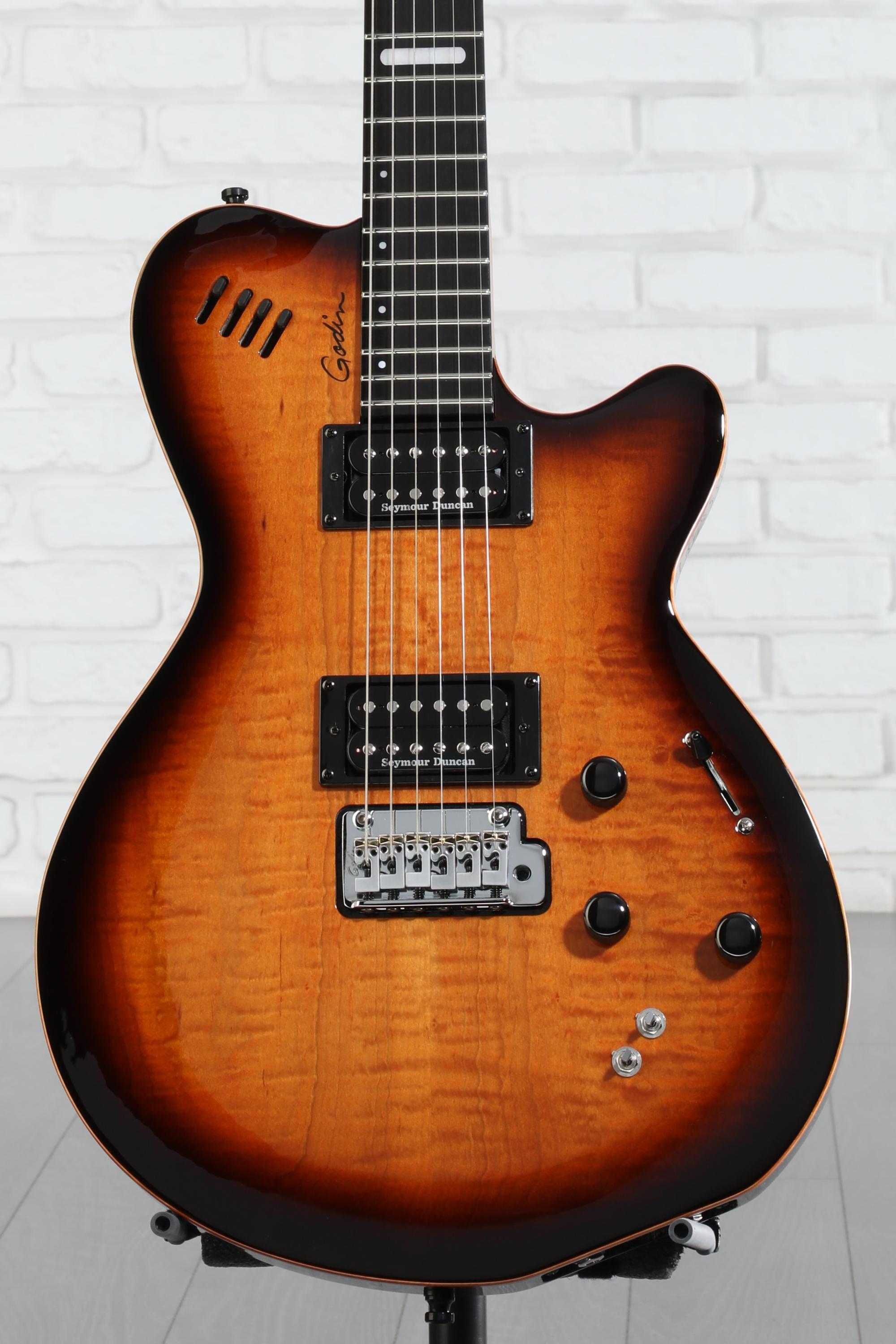 Godin LGXT Electric Guitar - Cognac Burst AA Flame | Sweetwater