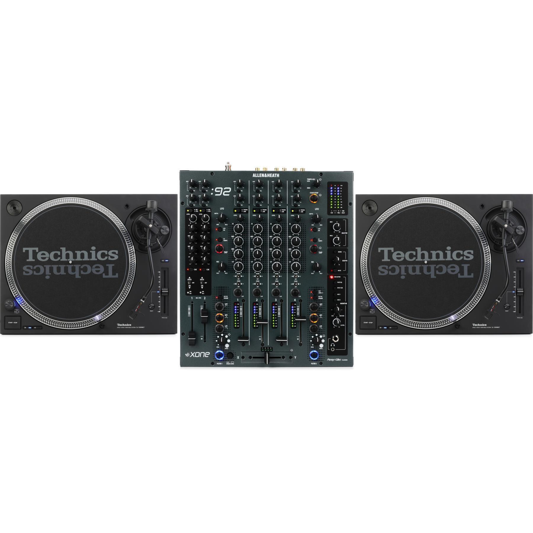 Allen u0026 Heath Xone:92 Analogue 4-channel DJ Mixer with Technics SL-1200MK7  Turntables | Sweetwater