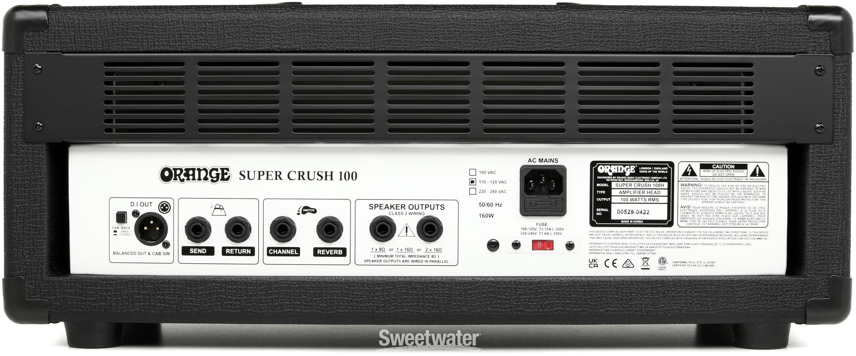 Orange Super Crush 100 - 100-watt Solid-state Head, Black | Sweetwater