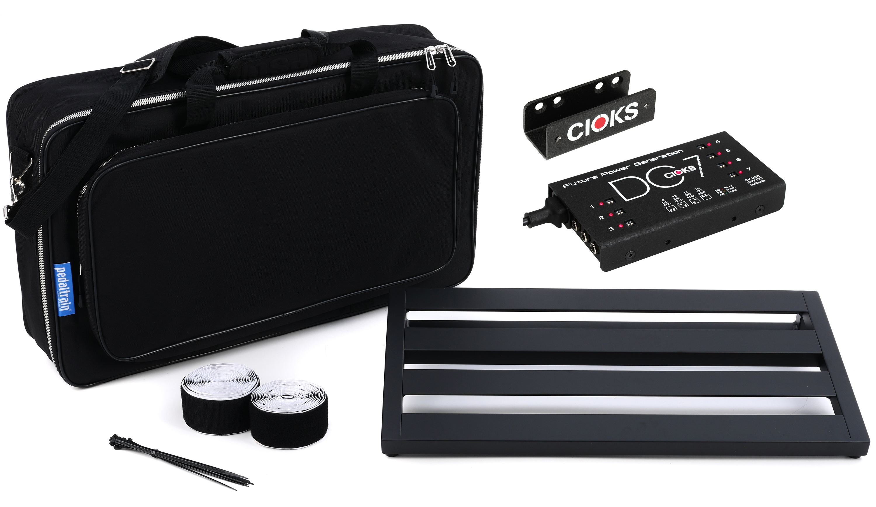 Photo of Pedaltrain Classic 2 SC 24x12.5-inch Pedalboard with CIOKS DC7 Power Supply and Soft Case