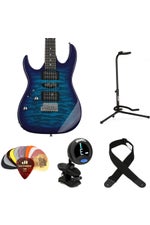 Photo of Ibanez Gio GRX70QAL Left-handed Electric Guitar Essentials Bundle - Transparent Blue Burst