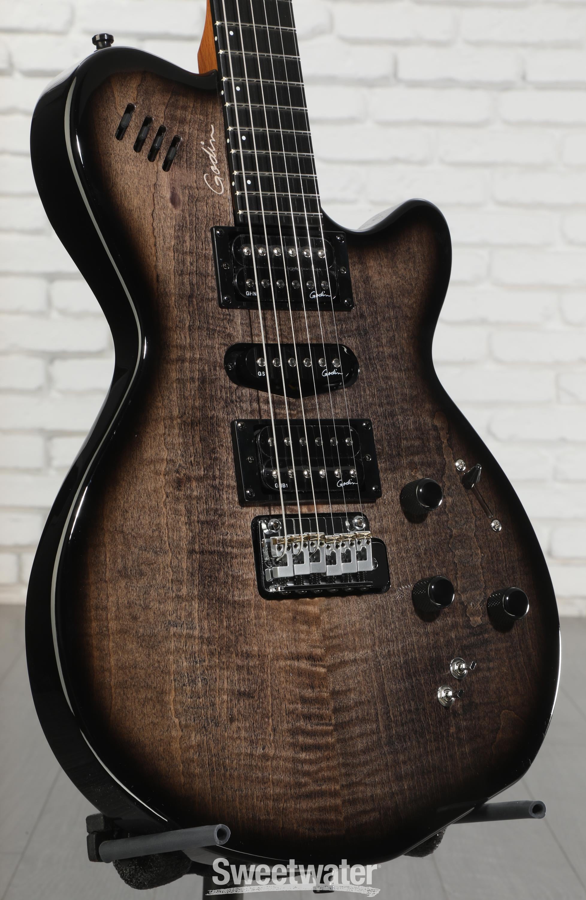 Godin xtSA Multi-Voice Electric Guitar - Trans Black | Sweetwater