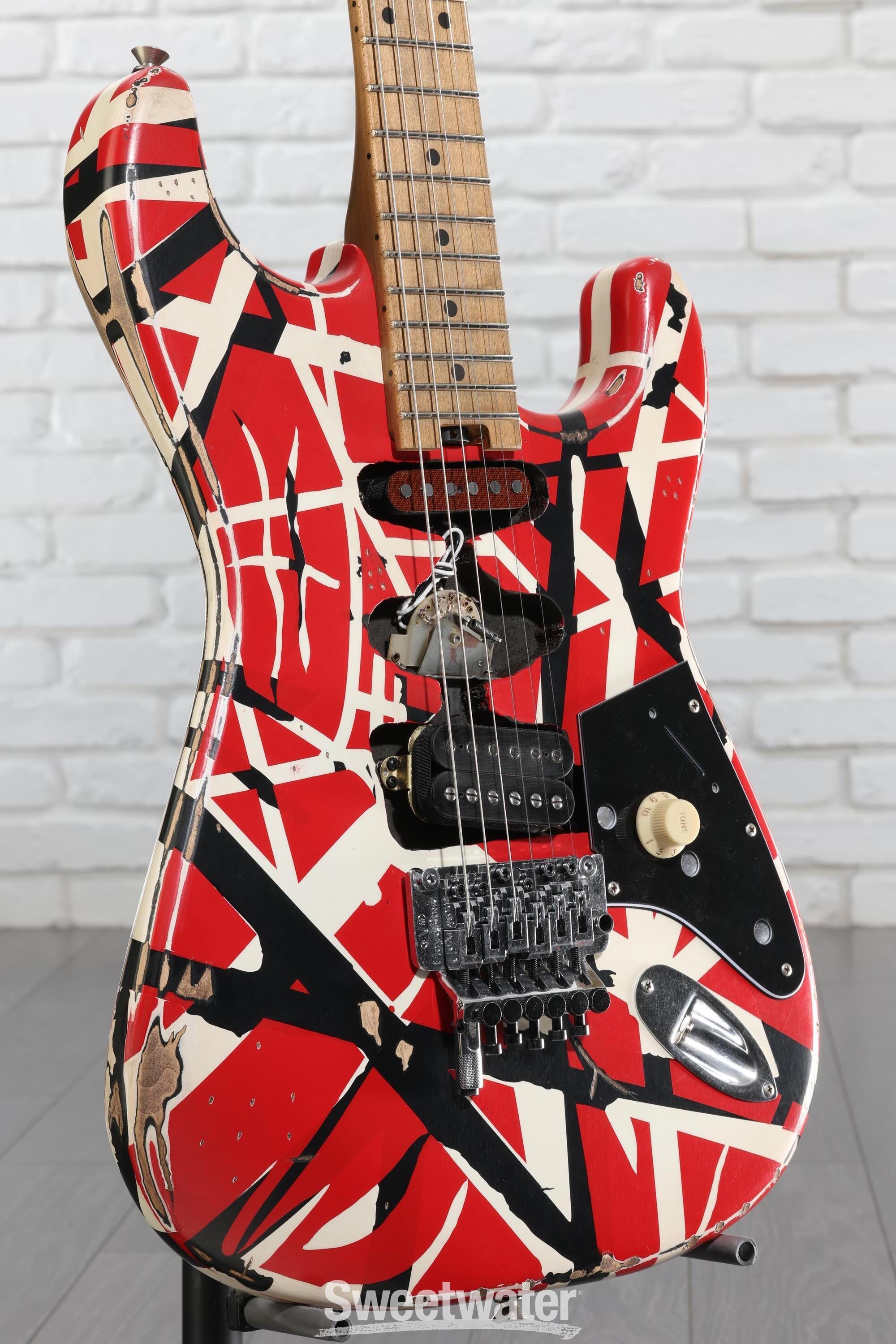 EVH Striped Series Frankenstein Relic - Red/Black/White | Sweetwater