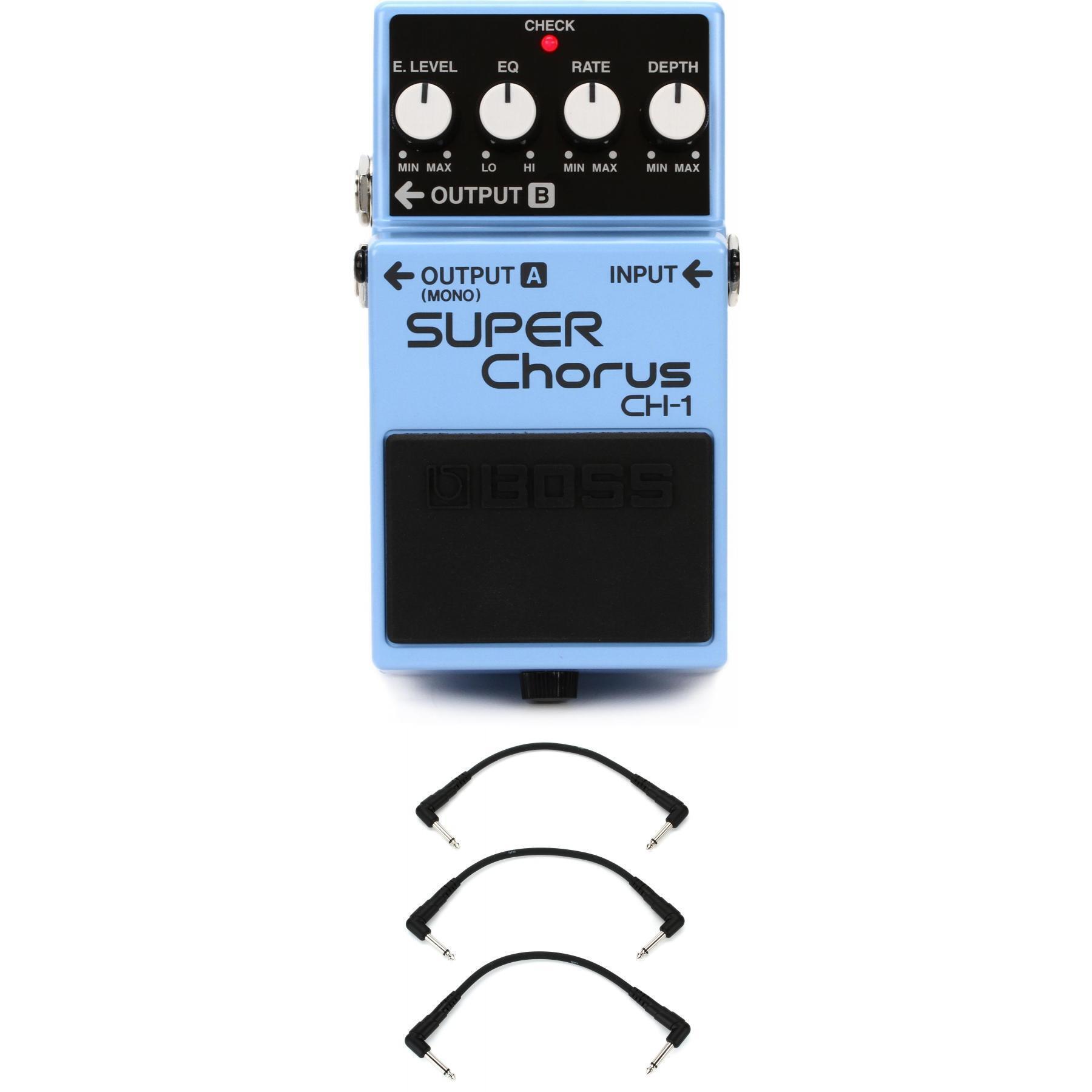 Boss CH-1 Stereo Super Chorus Pedal with 3 Patch Cables