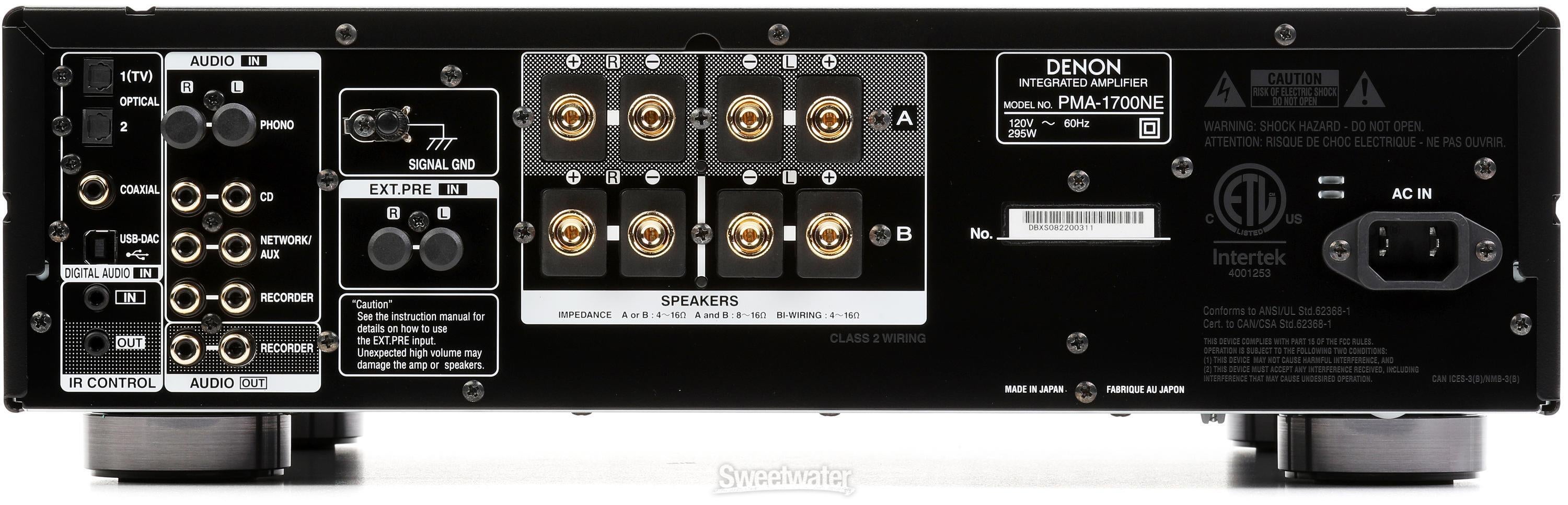 Denon PMA-1700NE Stereo Integrated Amplifier with USB-DAC - Black 