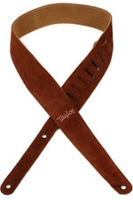 Photo of Taylor Embroidered Suede 2.5" Guitar Strap - Chocolate