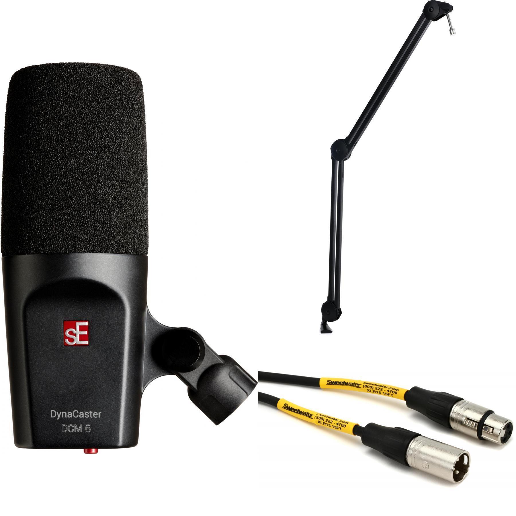 sE Electronics DCM6 DynaCaster Broadcast Dynamic Microphone Stand Bundle