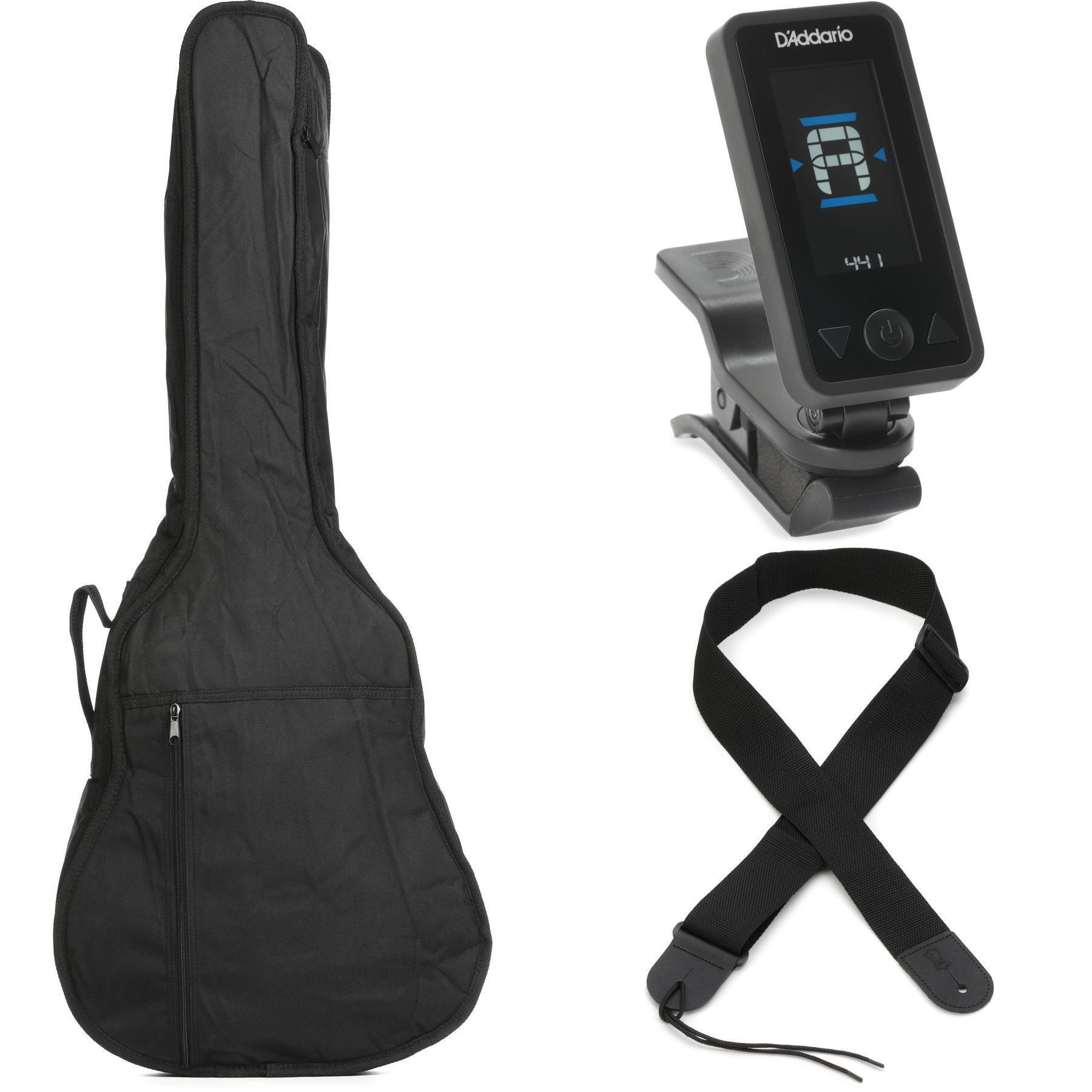 Photo of Levy's EM20PA Economy Gig Bag for Parlor or 3/4-size Acoustic Guitar with Strap and Clip-on Tuner