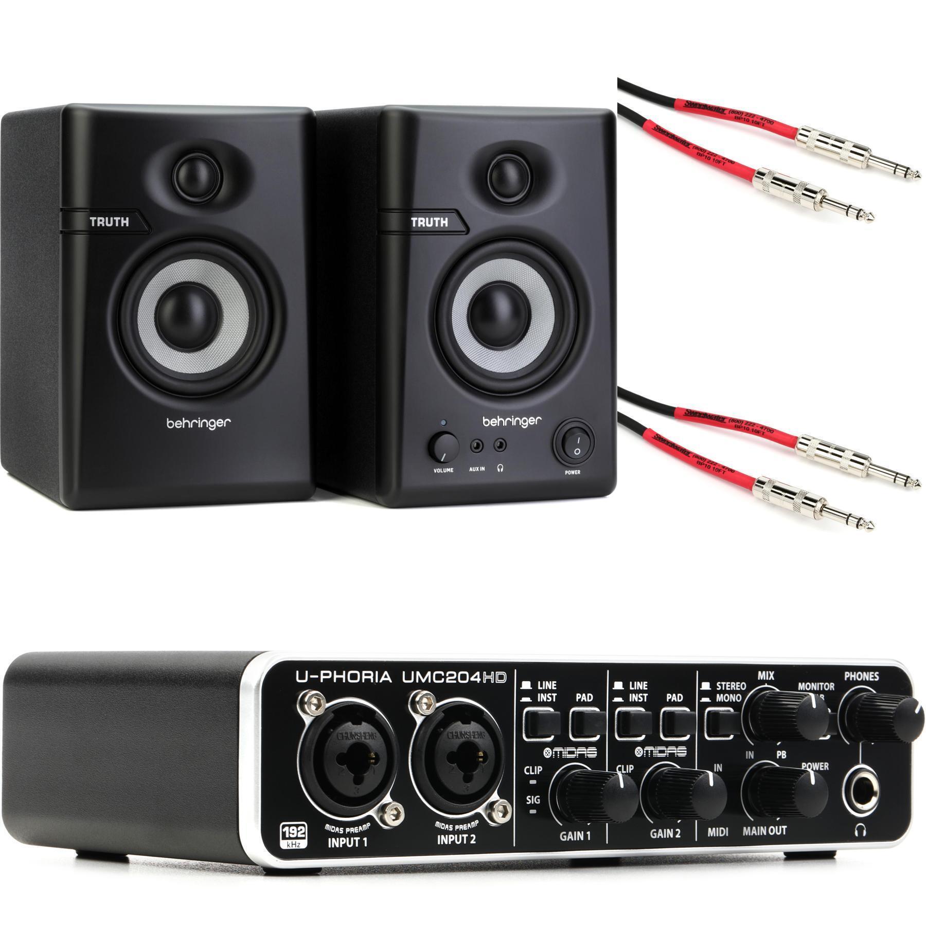 Behringer U-Phoria UMC204HD USB Audio Interface and Speaker 