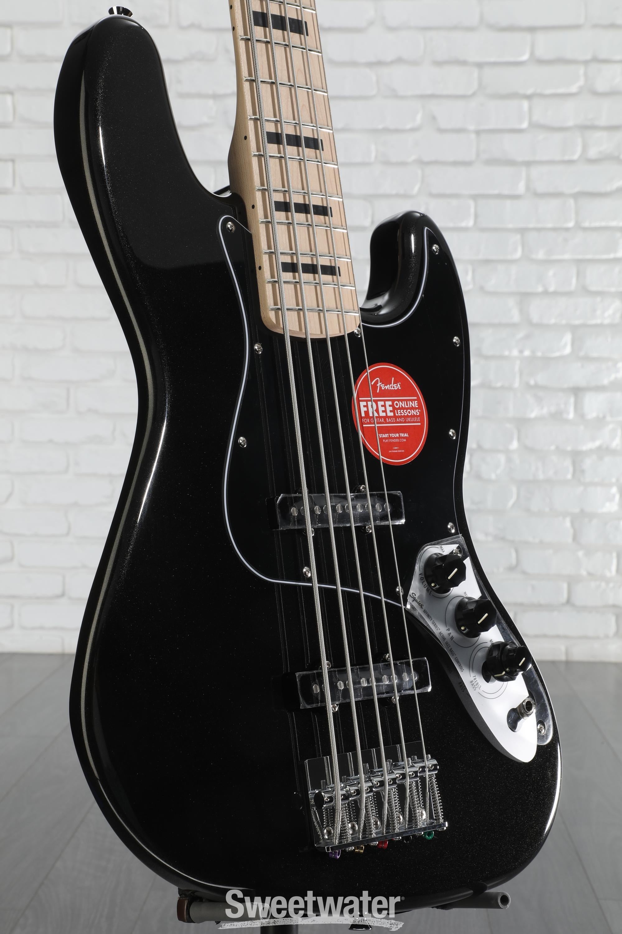 Squier Affinity Series Active Jazz Bass V - Black | Sweetwater