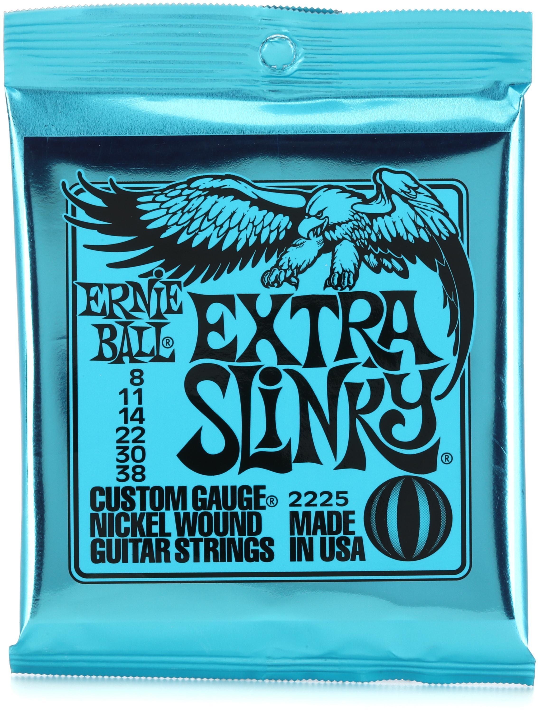 Ernie　Nickel　Extra　Ball　2225　.008-.038　Slinky　Guitar　Wound　Electric　Strings　Sweetwater