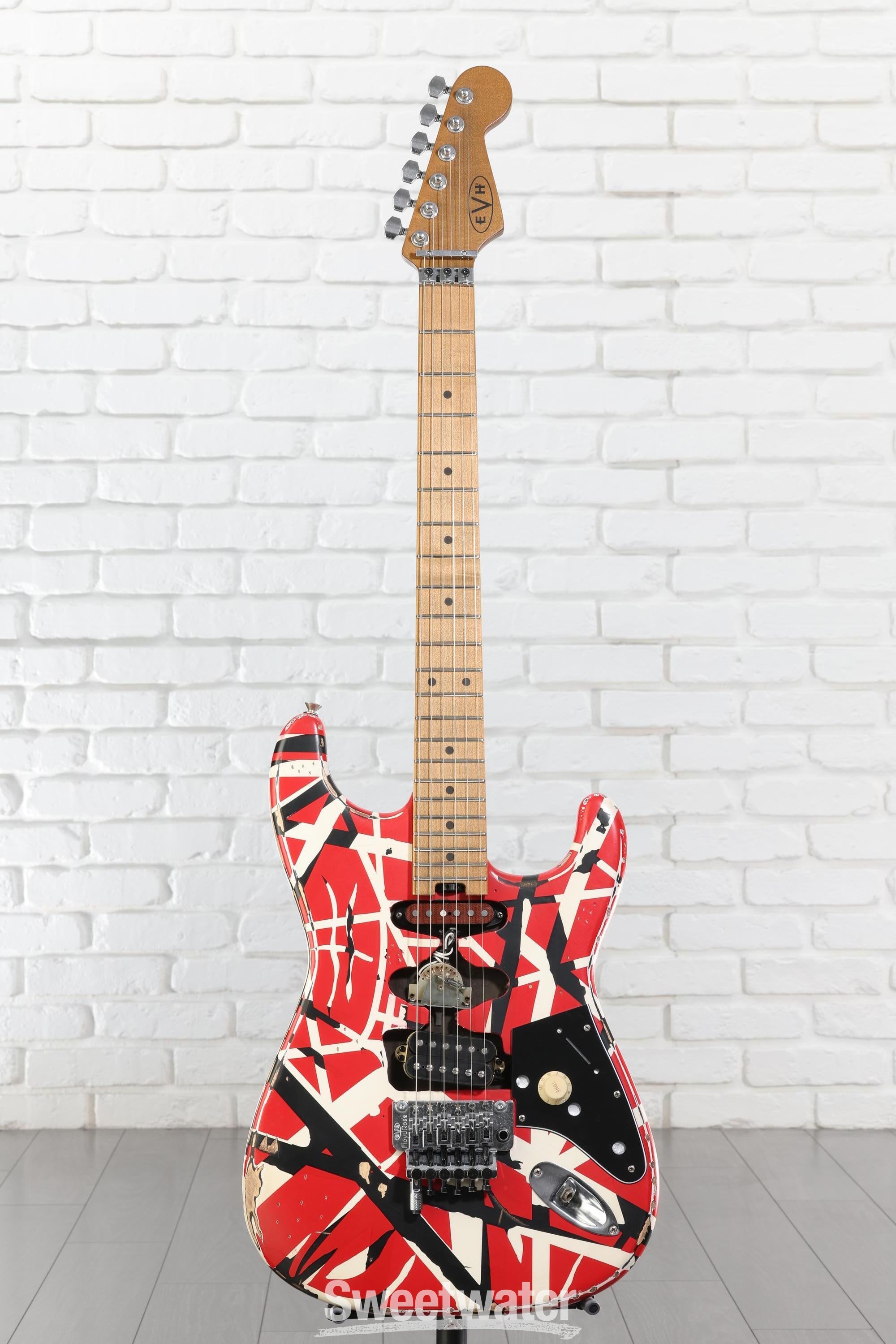 EVH Striped Series Frankenstein Relic - Red/Black/White | Sweetwater