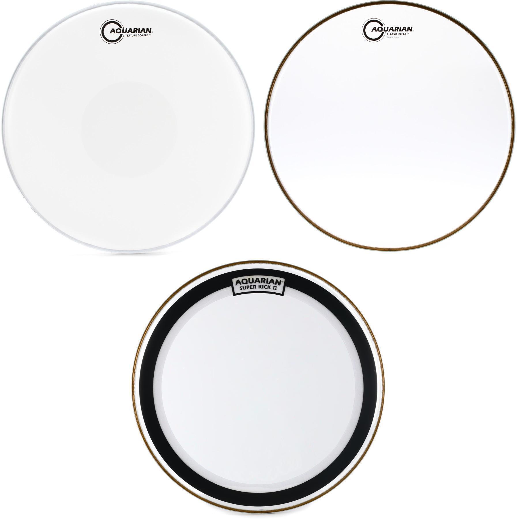 Aquarian Texture Coated Reverse Dot Batter Head w/ Resonant and Bass