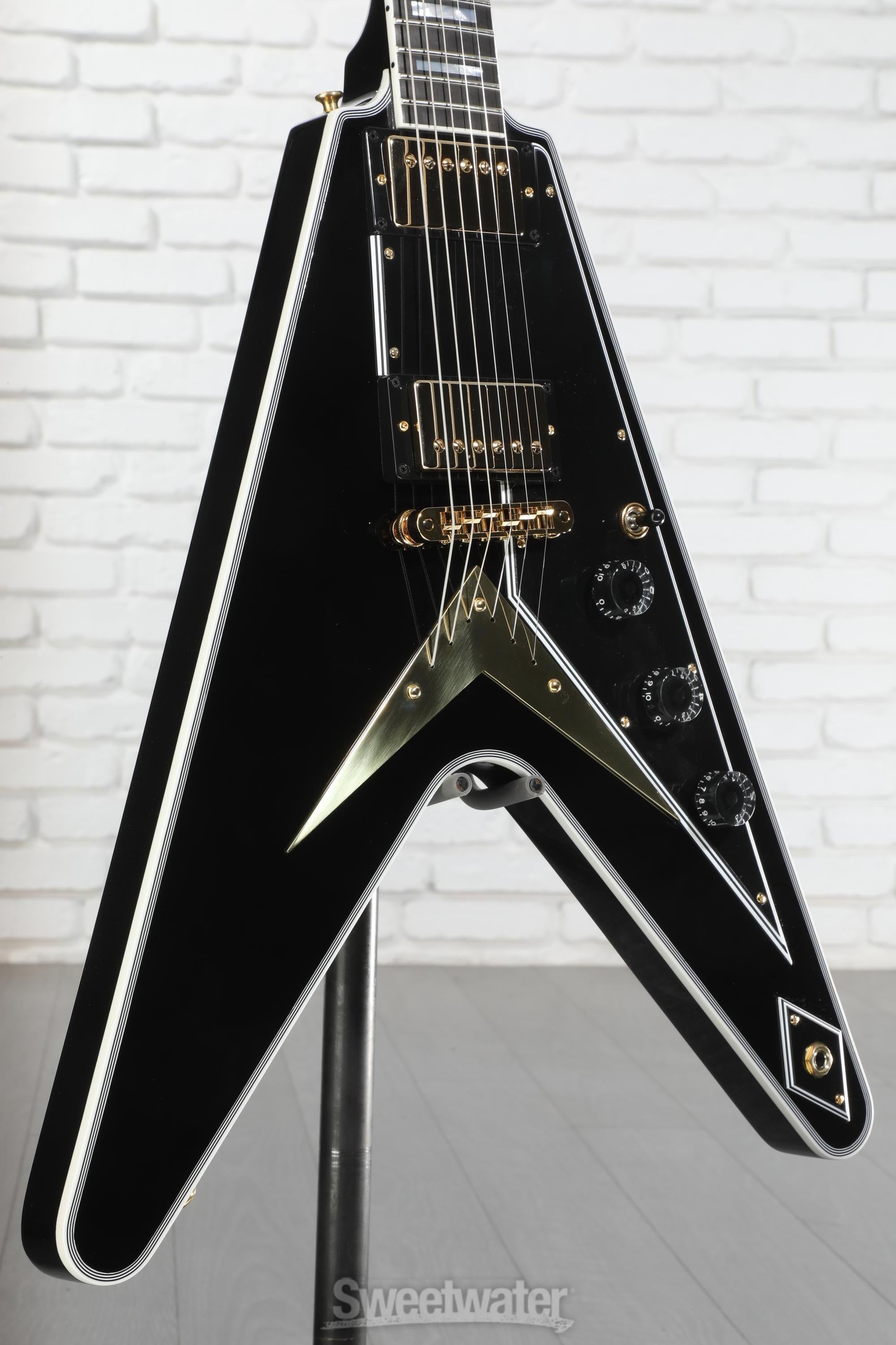 【美品】Momose flying v custom ebony NEW! 2024 Gibson Custom Shop Flying V Custom - Ebony Sparkle
