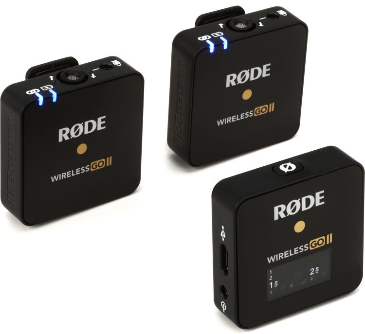  Rode Wireless GO 2 Dual Compact Digital Wireless Microphone  System with 2X Rode Lavalier GO Lapel Microphones : Musical Instruments
