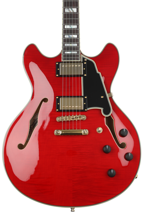 美品 D'Angelico Premier DC Fiesta Red D'Angelico Excel DC Semi-hollowbody Electric Guitar - Trans Cherry