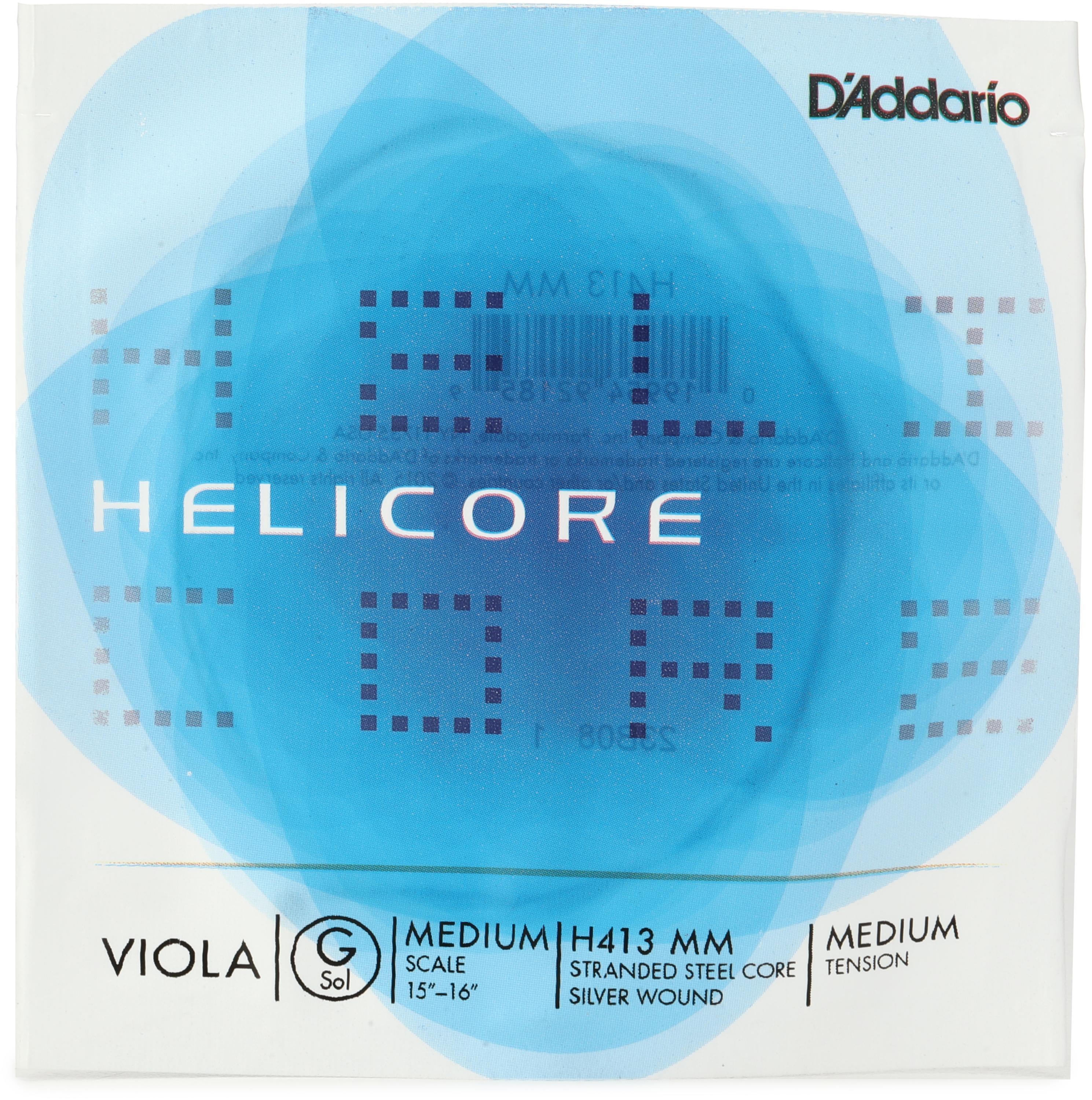 D'Addario Helicore H413 H414 ビオラ弦セット。 D'Addario H410 Helicore Viola String Set - Medium Scale (15
