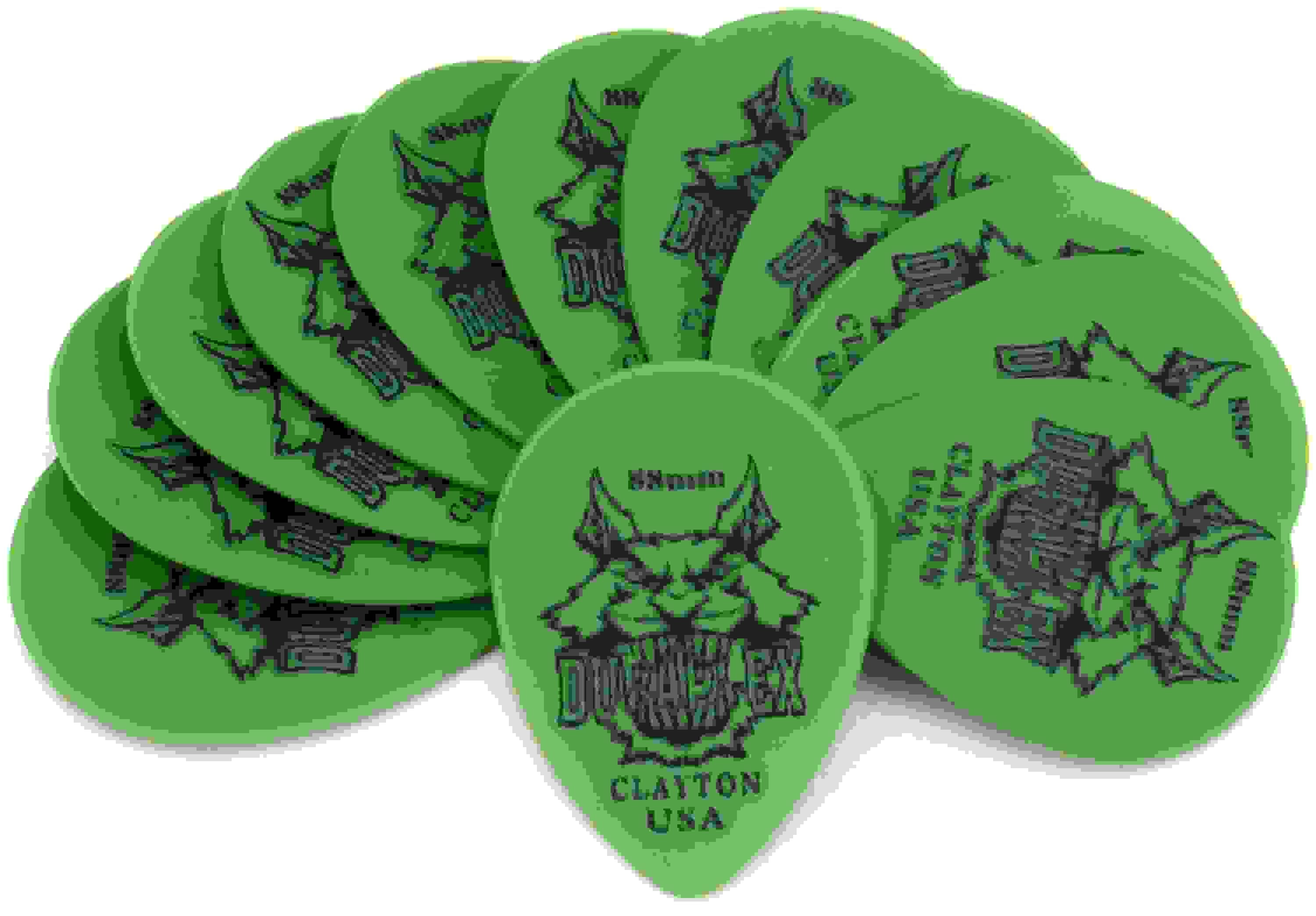 Clayton Duraplex Small Teardrop Guitar Picks - .88mm, Green, 12-pack