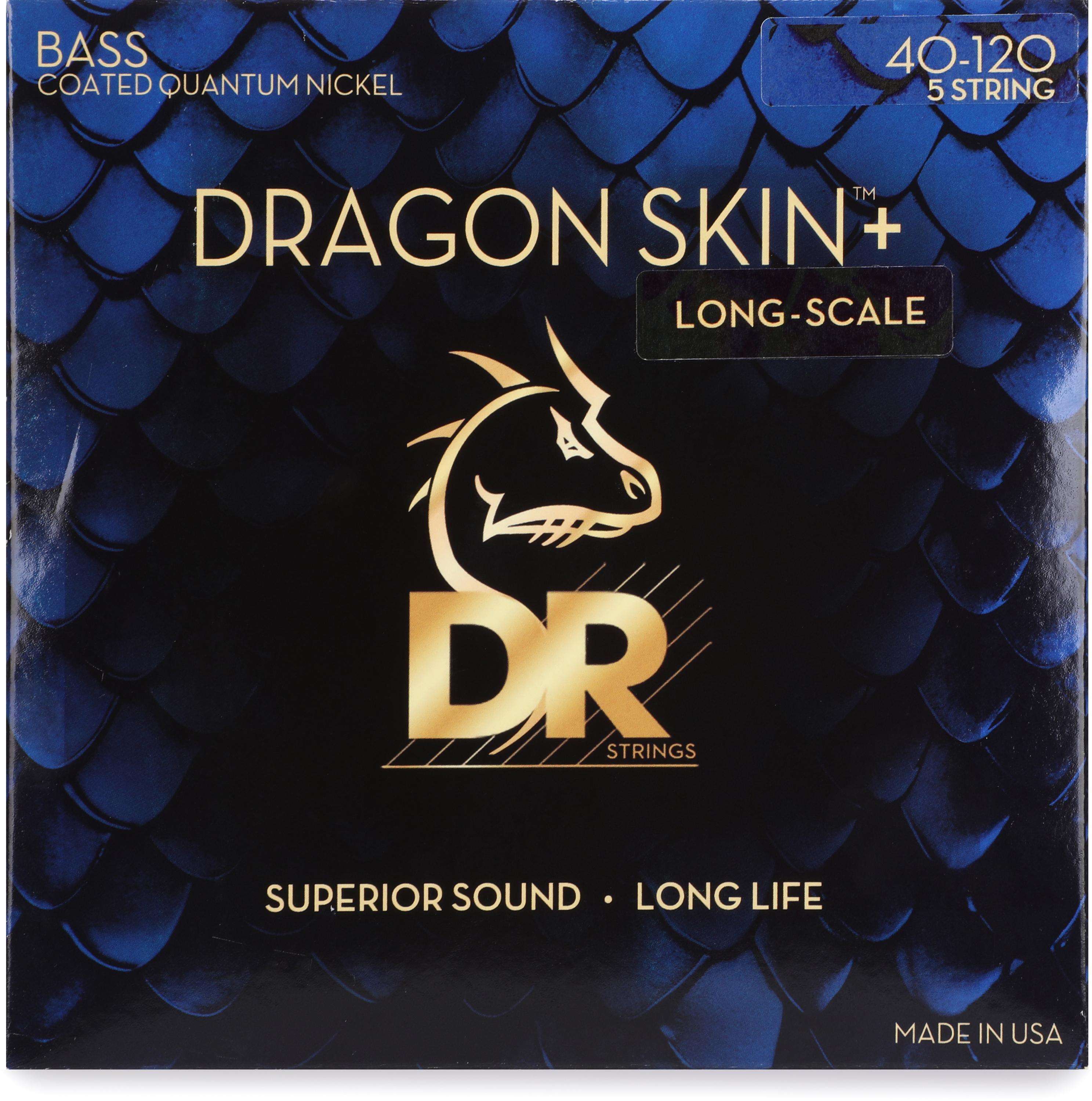 Photo of DR Strings Dragon Skin+ Coated 5-string Bass Guitar Strings - .040-.120 Light
