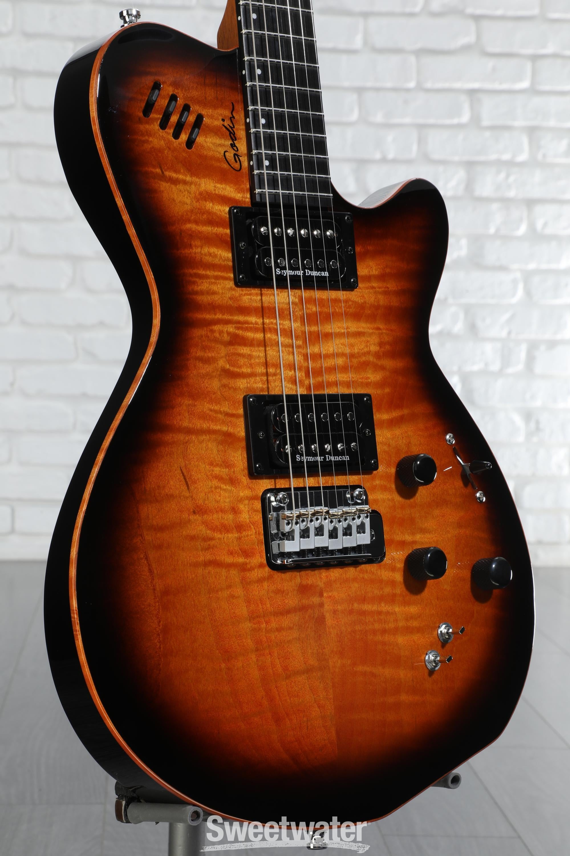 【返品?交換対象商品】 Burst Cognac - Guitar Electric LGXT Godin AA Sweetwater | Flame ギター