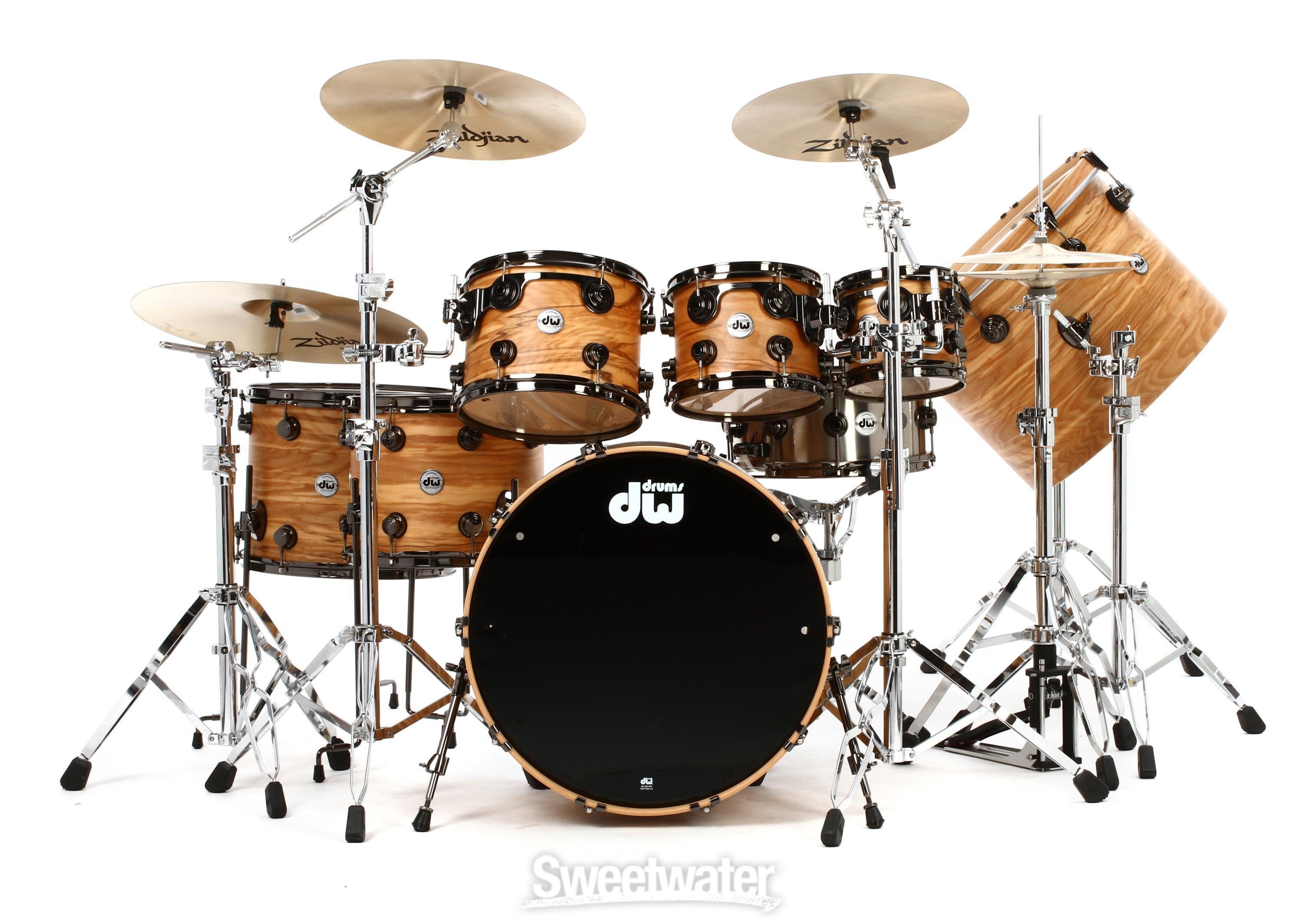DW Collector's Exotic 7-piece Shell Pack - Hard Satin over Olive
