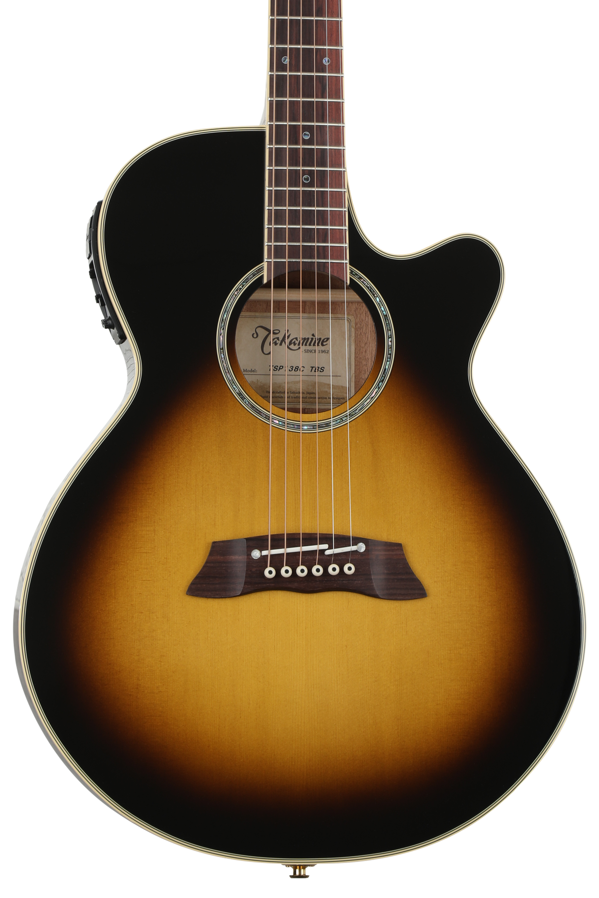 Takamine TSP138CTB, Thinline Acoustic-Electric Guitar - Tobacco