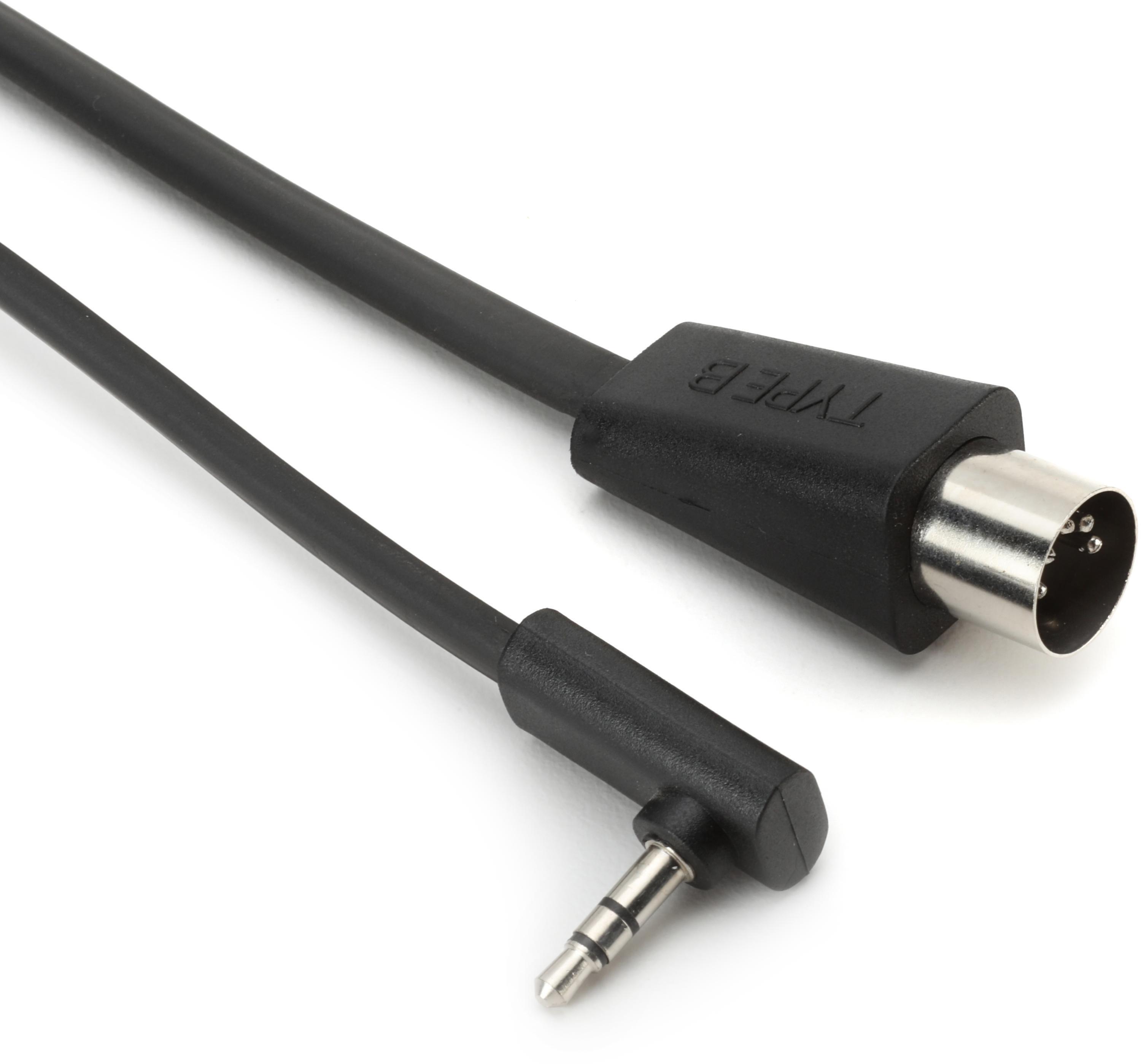 Photo of RockBoard by Warwick Flat TRS to MIDI Type B Cable - Black, 4.92 feet