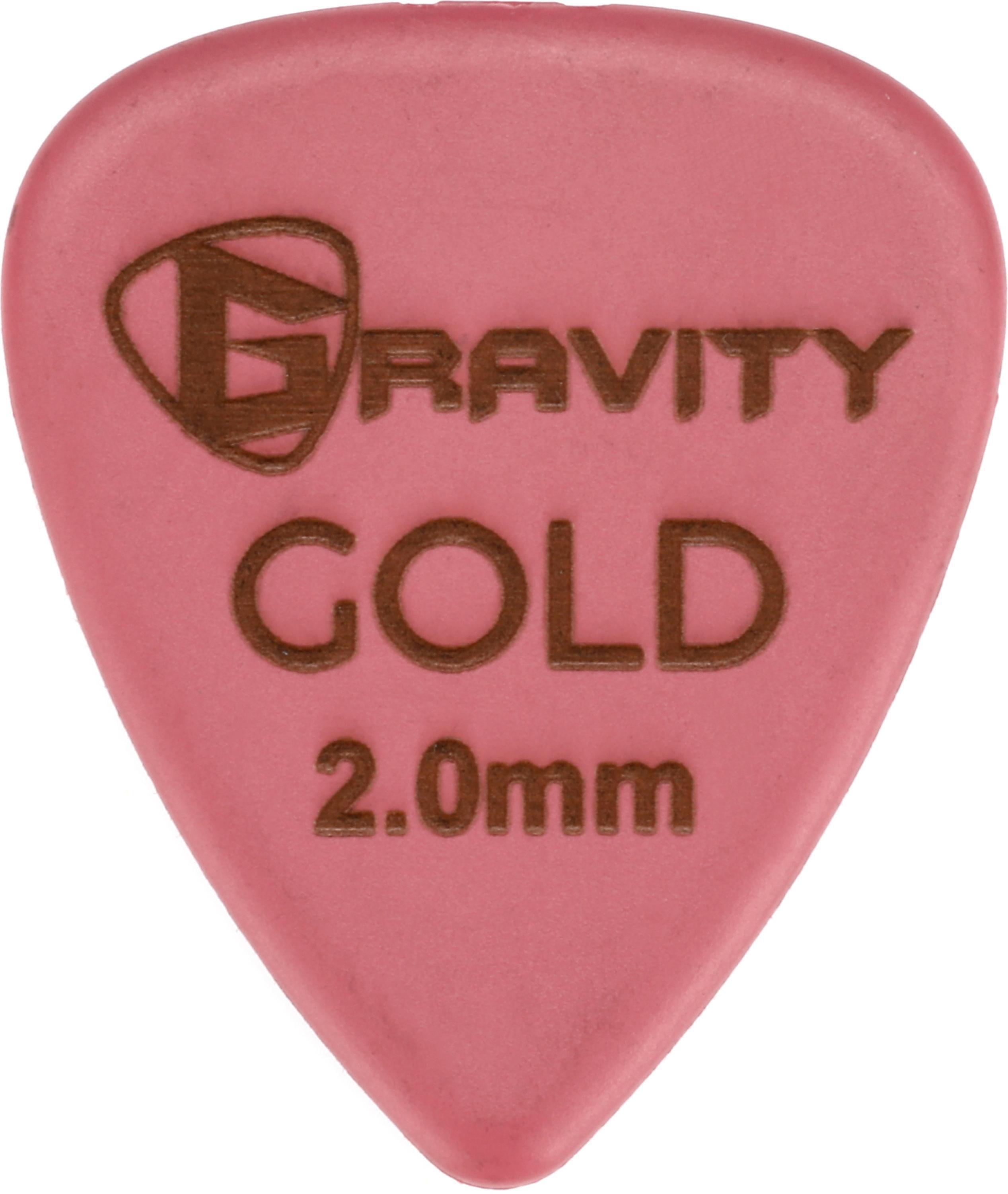 Photo of Gravity Picks Colored Gold Traditional Teardrop Guitar Pick - 2.0mm Pink