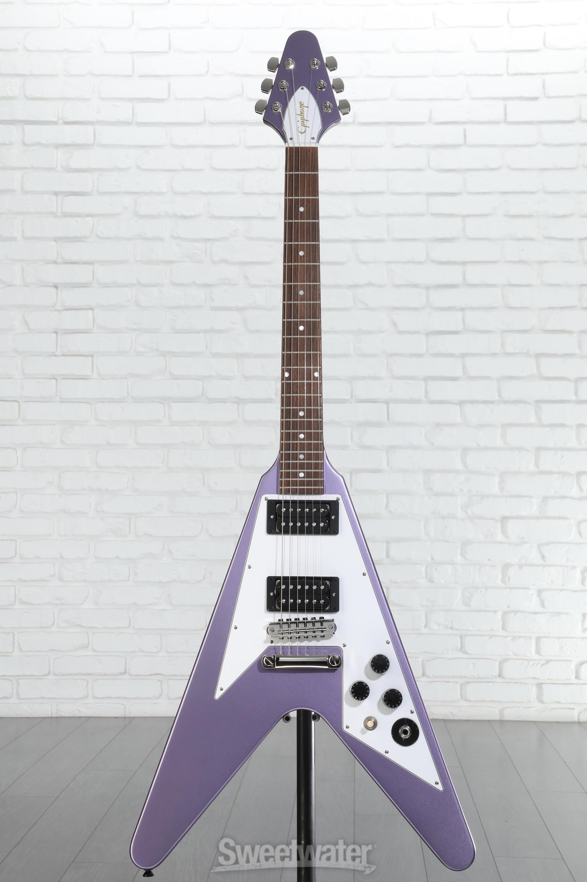 ギター Epiphone Flying V Amazon.com: Epiphone 1958 Flying V Lefty, Aged Natural White