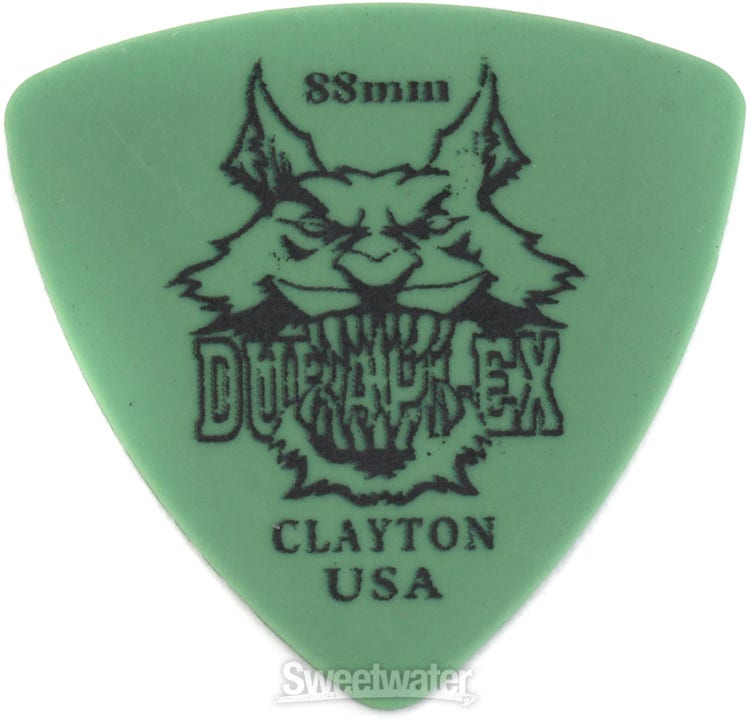 Clayton Duraplex Rounded Triangle Guitar Picks - .88mm, Green, 12-pack