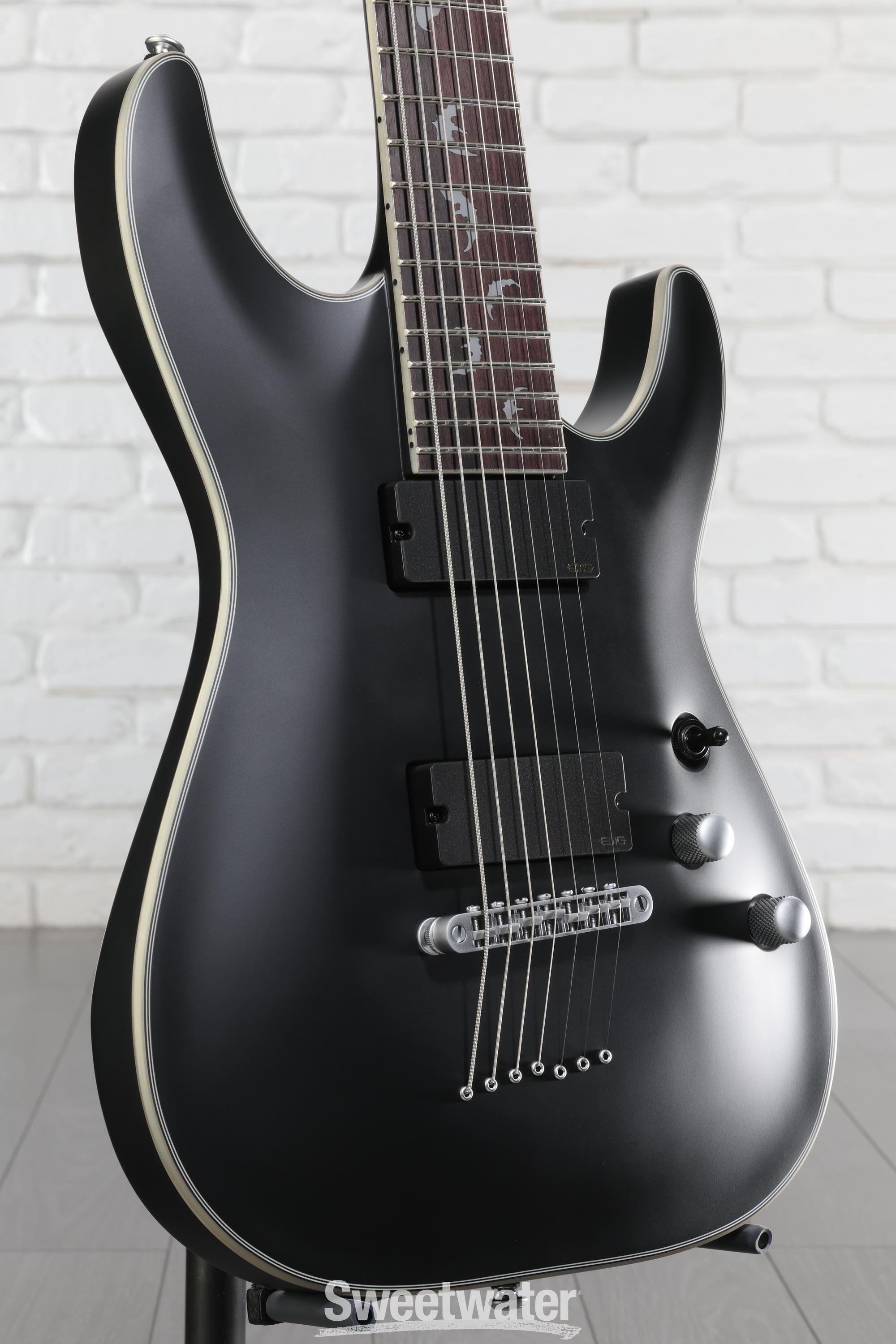 Schecter Damien Platinum 7 Electric Guitar - Satin Black | Sweetwater