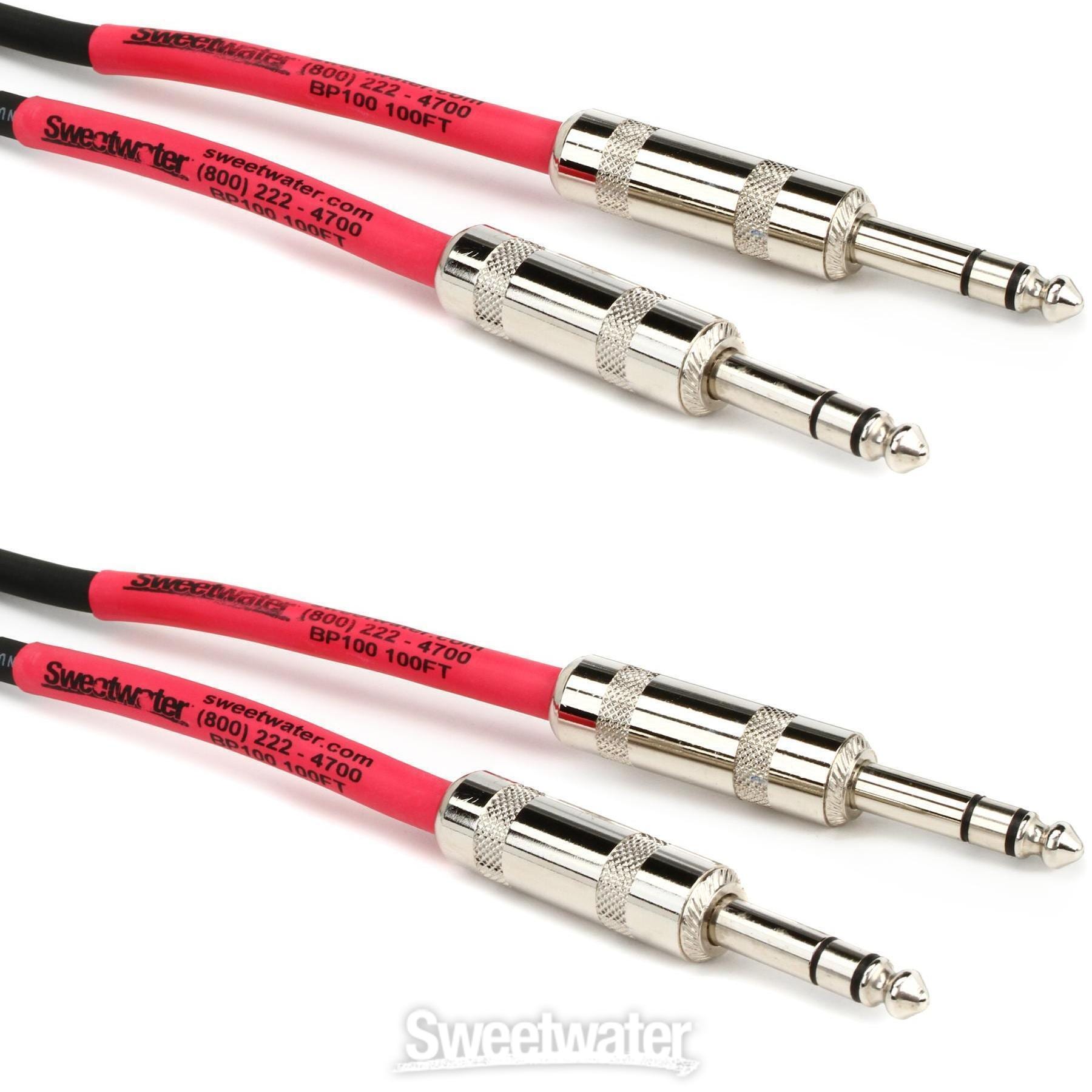 Pro Co BP100 Excellines Balanced Patch Cable 1/4inch TRS Male to 1/4inch TRS Male 100