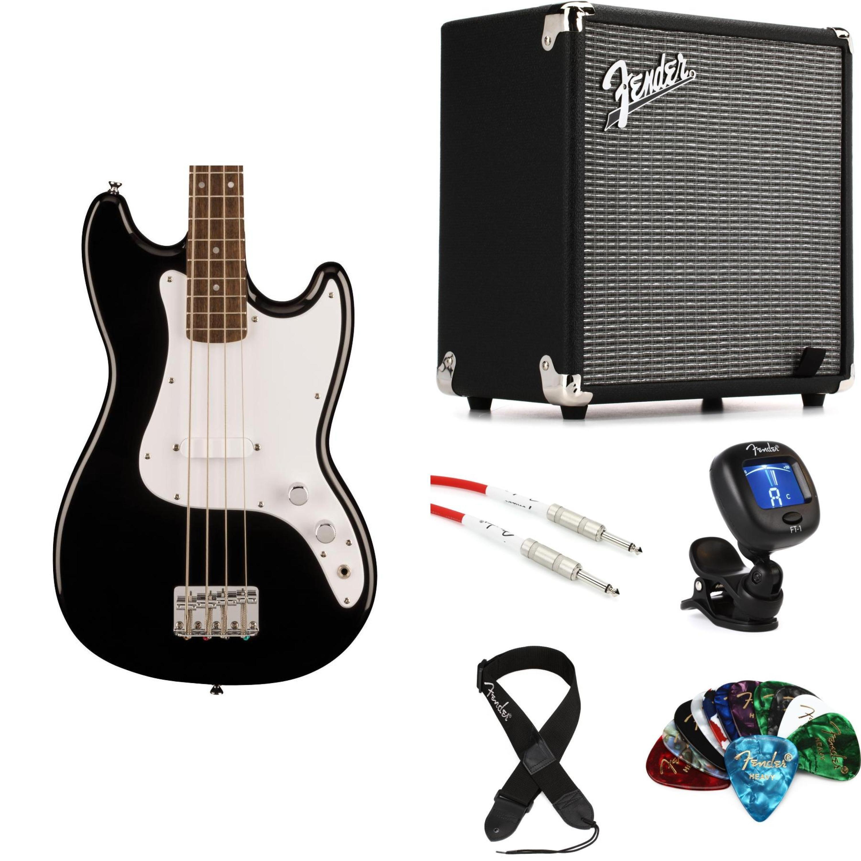 Sonic Bronco Bass and Fender Amp Bundle - Black - Sweetwater