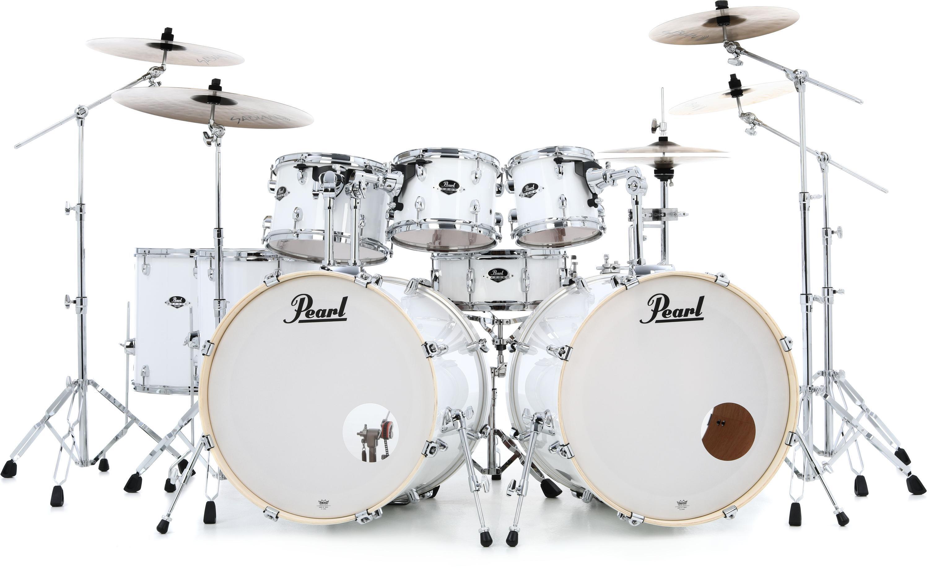 Pearl Export EXX728DB/C 8-piece Double Bass Drum Set with Snare Drum - Pure  White