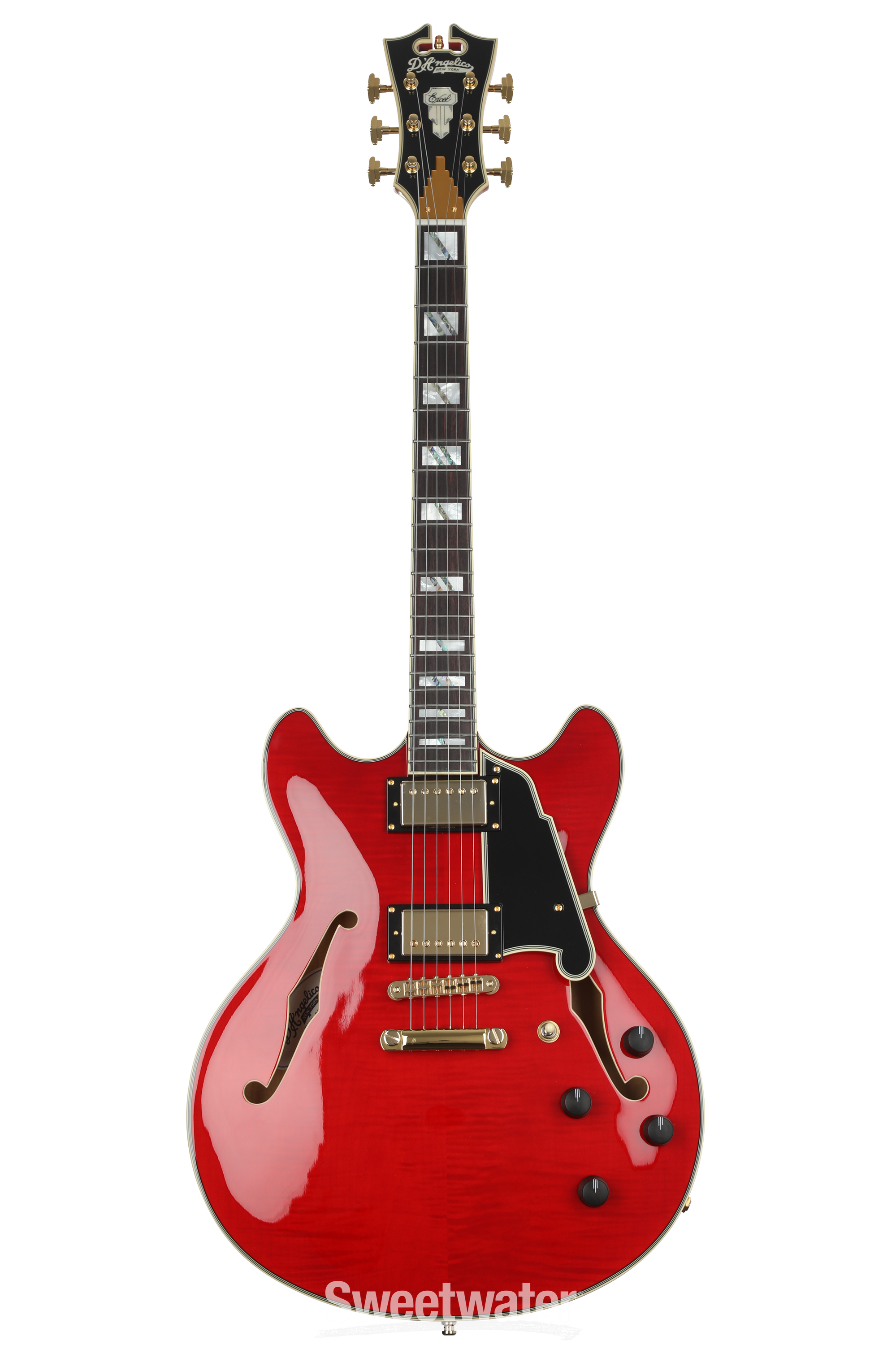 5eL “Electric Dancing Flower” - Red D'Angelico Excel DC Semi-hollowbody Electric Guitar - Trans