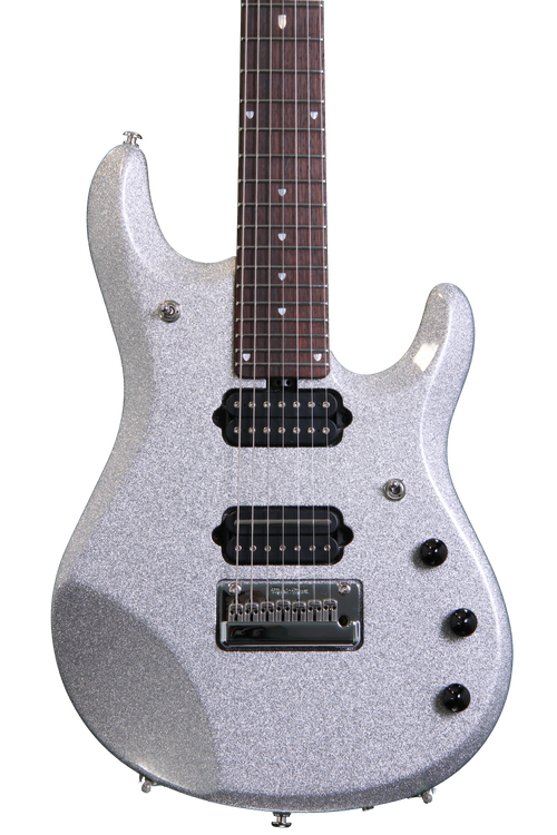 Ernie Ball Music Man JP7 - Silver Sparkle, JP Inlay | Sweetwater Ernie Ball Music Man JP7 - Silver Sparkle, JP Inlay | Sweetwater