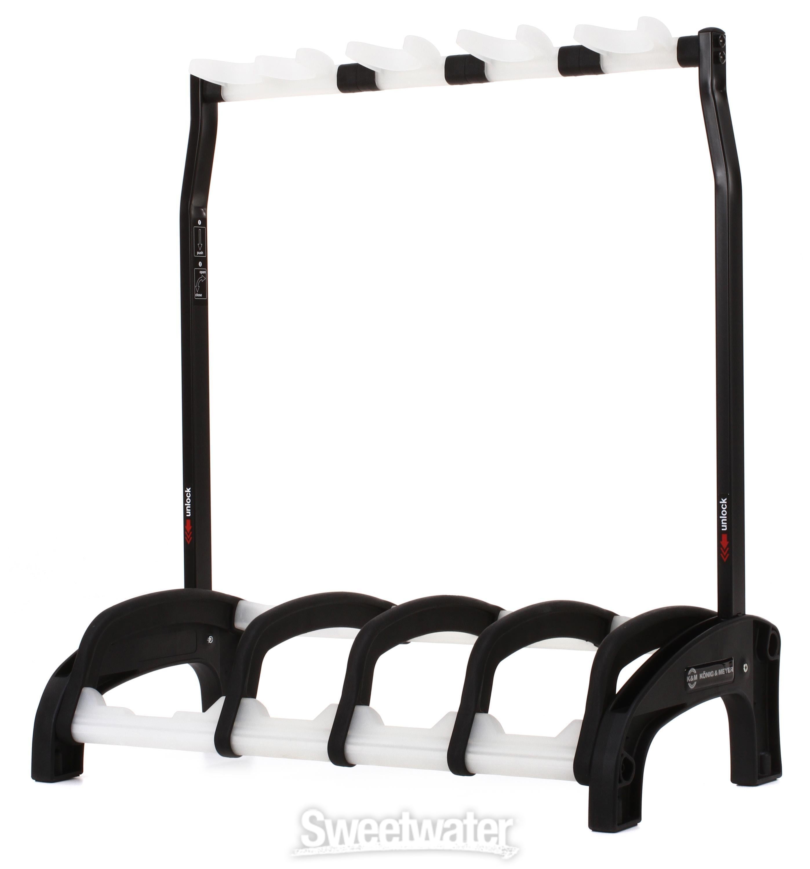 K&M 17534 Guardian 3+1 Multi Guitar Stand - Black with Translucent Supports