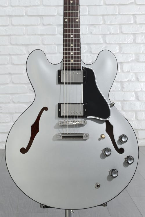 Gibson Custom Dealer Select 1961 ES-335 Semi-hollowbody Electric Guitar - Silver Ebony with Black Stinger