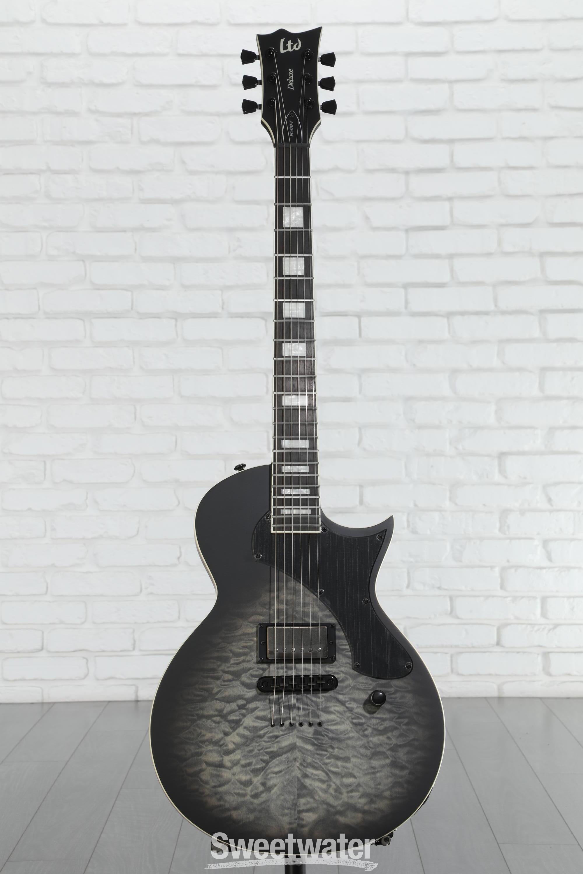 ESP LTD EC-01FT Electric Guitar - Charcoal Burst Satin Teardrop