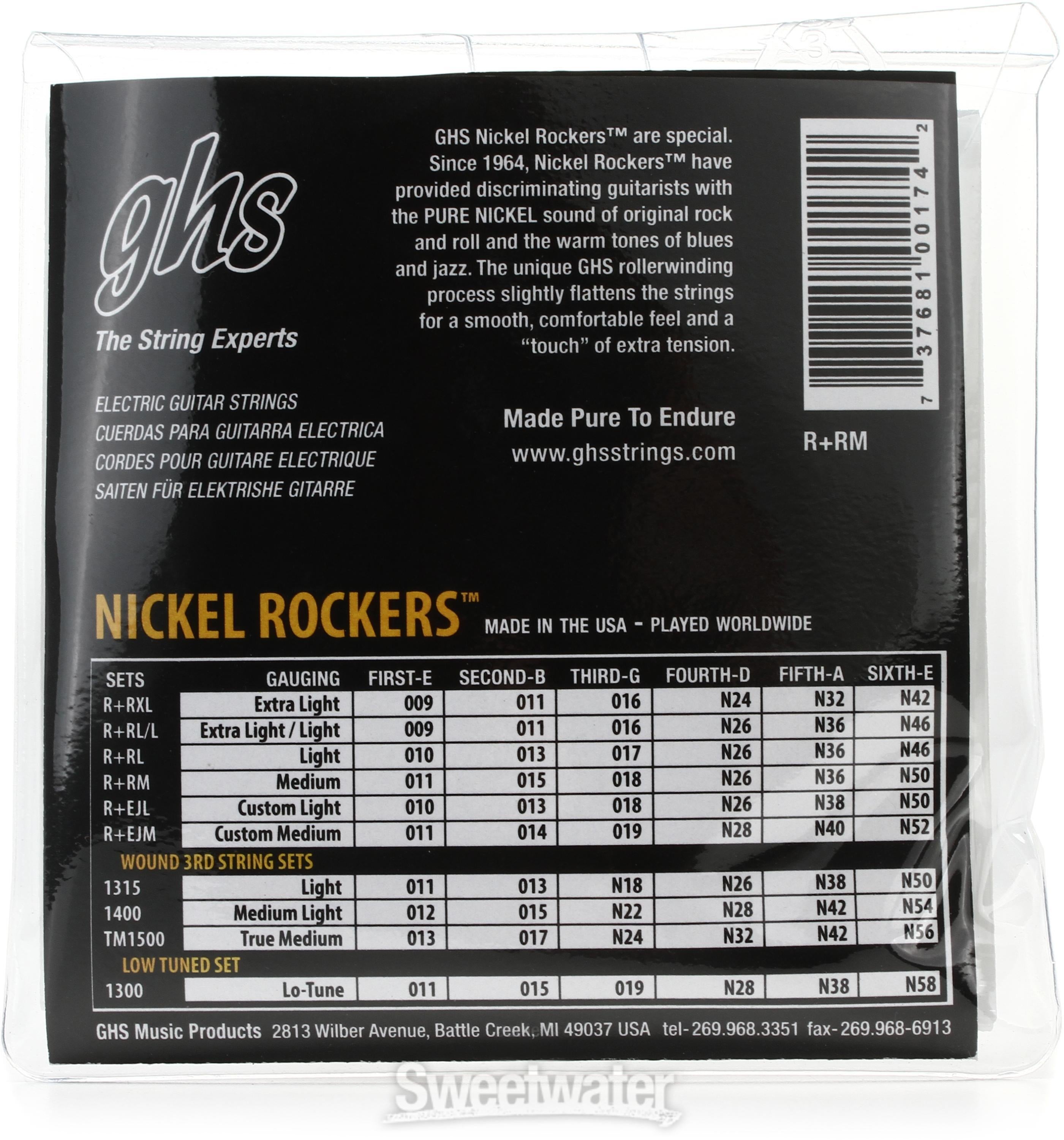 GHS R RM Nickel Rockers Pure Nickel Electric Guitar Strings .011