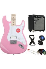 Photo of Squier Sonic Stratocaster HT Electric Guitar and Fender Amp Bundle - Flash Pink