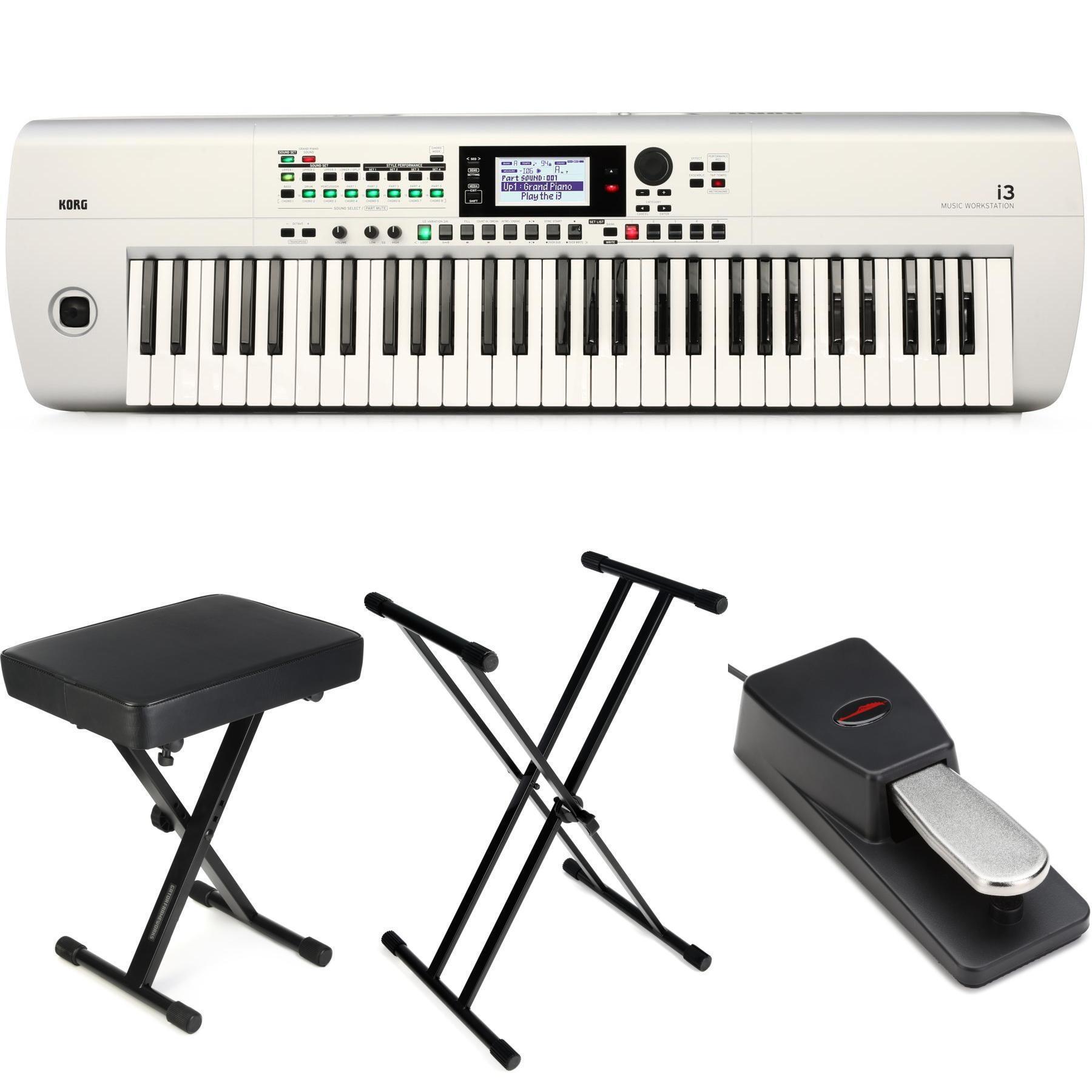 Photo of Korg i3 Arranger Keyboard Essentials Bundle - Silver