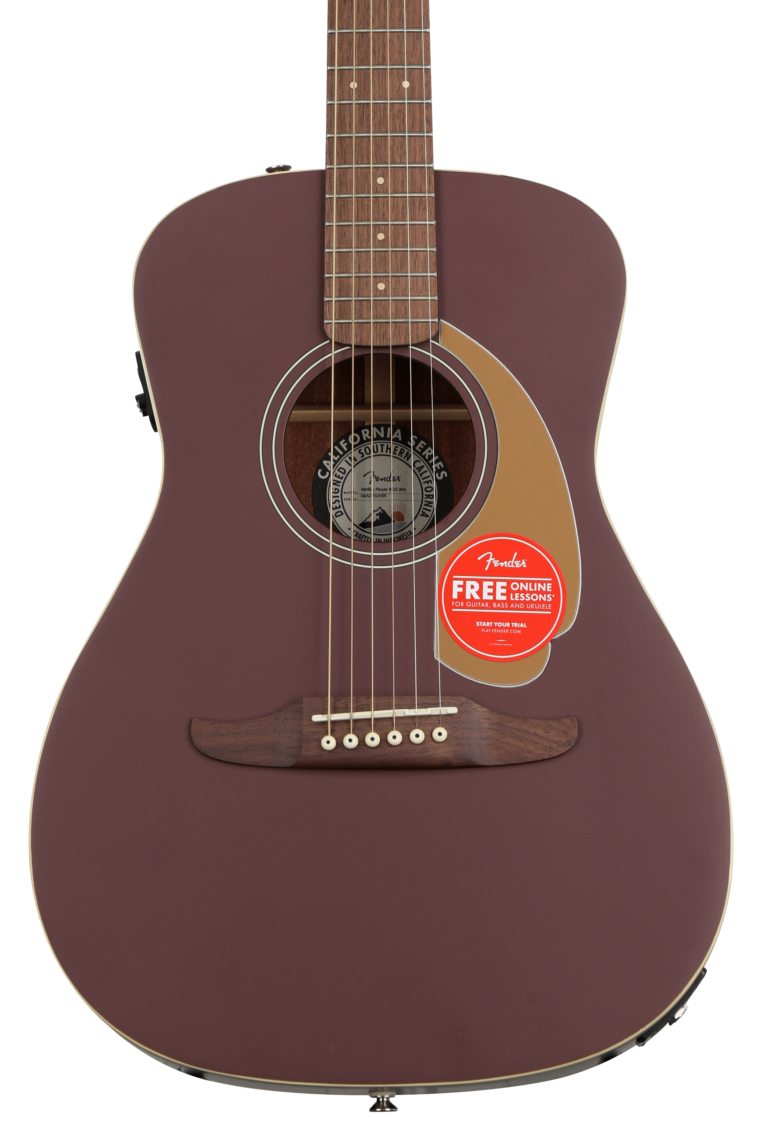 Fender Malibu Player Acoustic-Electric Guitar - Burgundy Satin