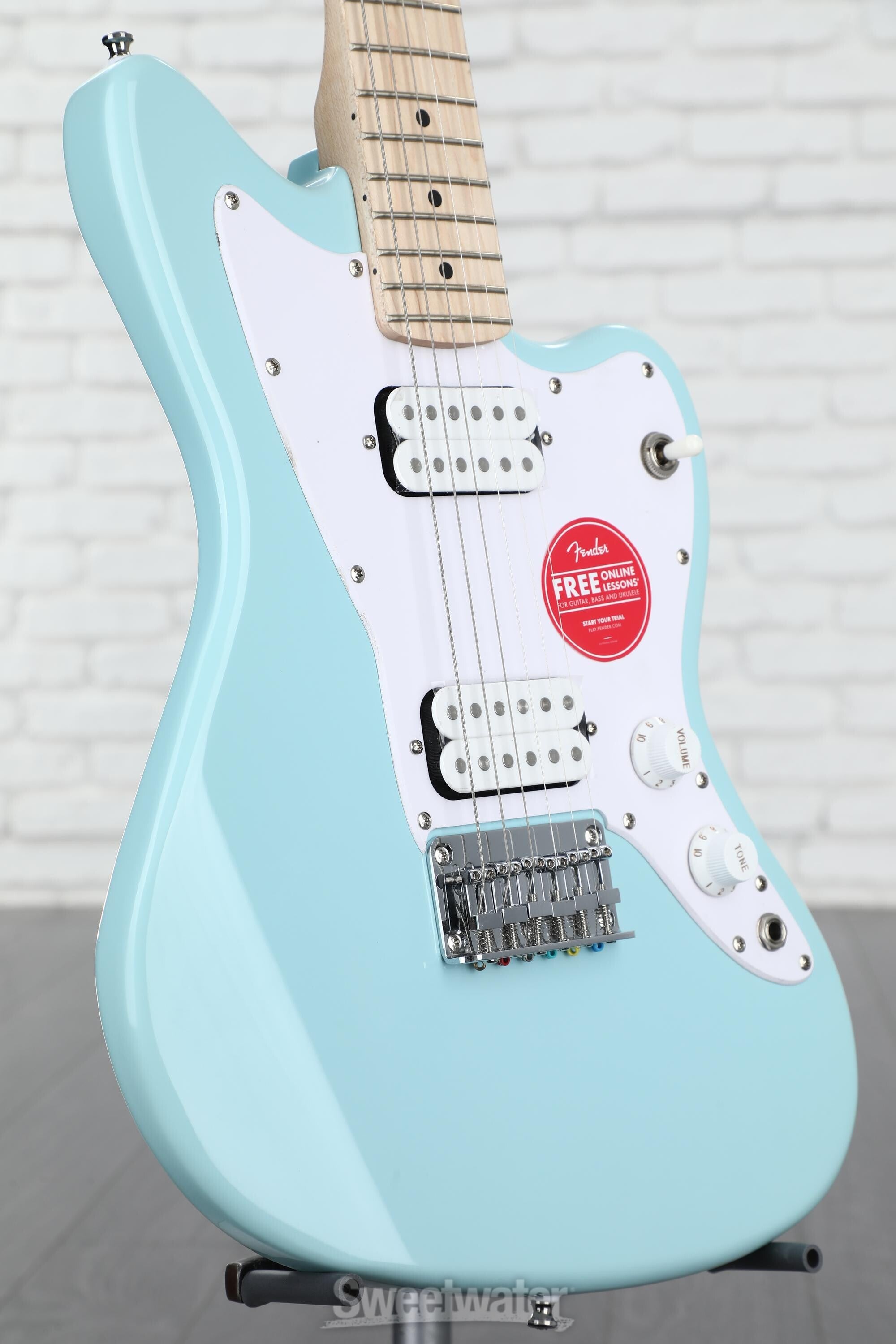 Squier Mini Jazzmaster HH Electric Guitar - Daphne Blue with Maple  Fingerboard