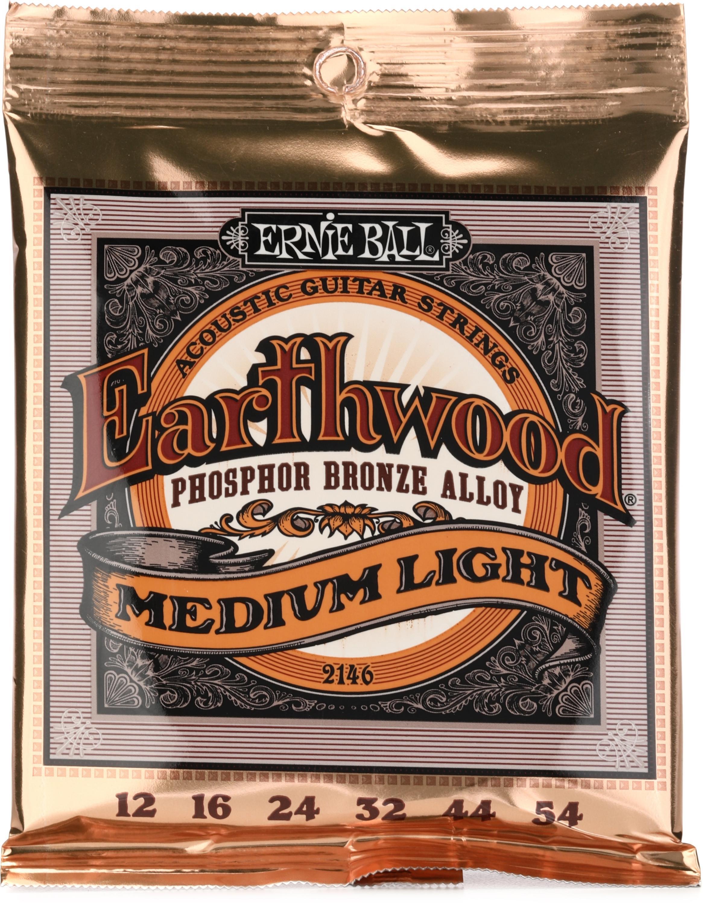 Bundled Item: Ernie Ball 2146 Earthwood Phosphor Bronze Acoustic Guitar Strings - .012-.054 Medium Light