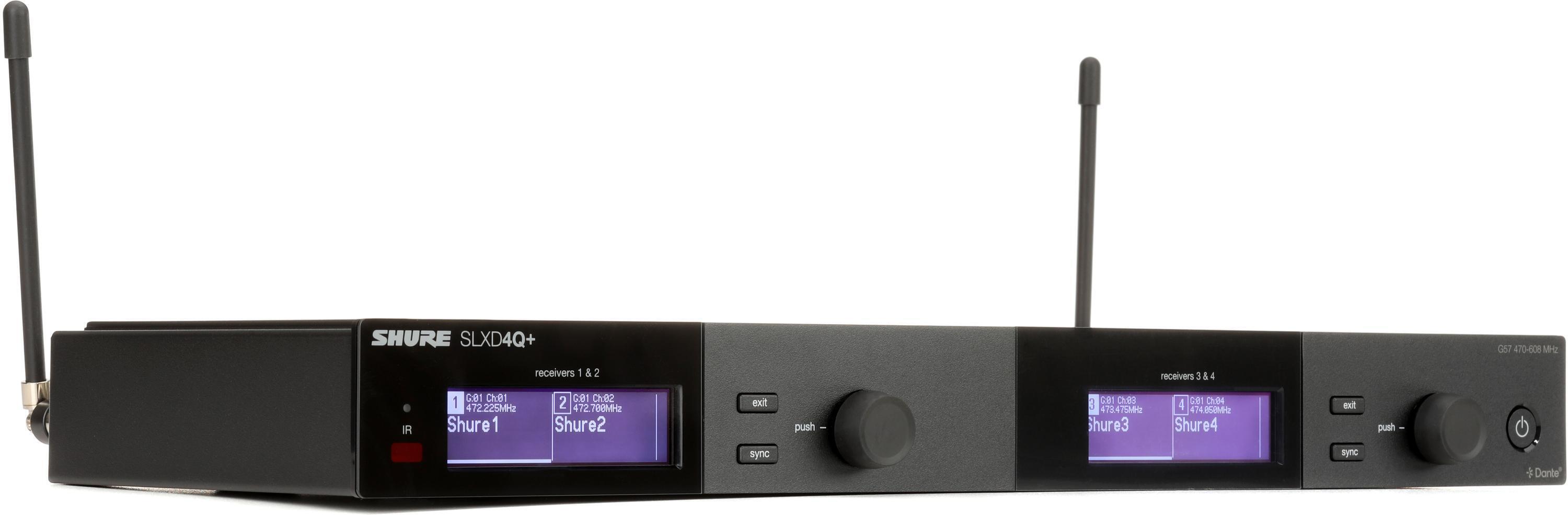 Shure SLXD4Q+ Quad Wireless Receiver - G57 Band | Sweetwater Shure SLXD4Q+ Quad Wireless Receiver - G57 Band | Sweetwater
