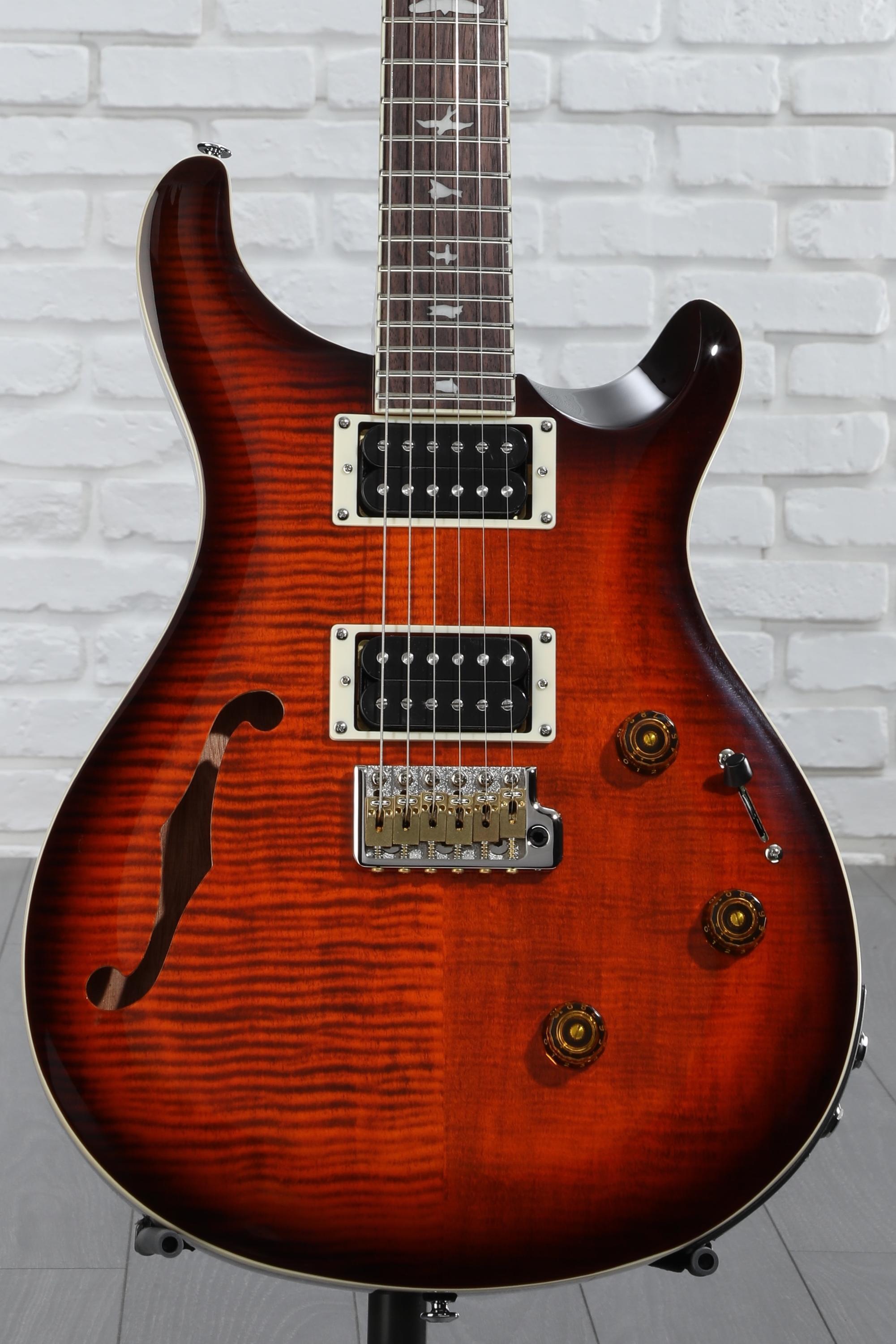 ギター PRS Custom 24 Semi-Hollow PRS SE Custom 24 Semi-Hollow Piezo Electric Guitar - Orange