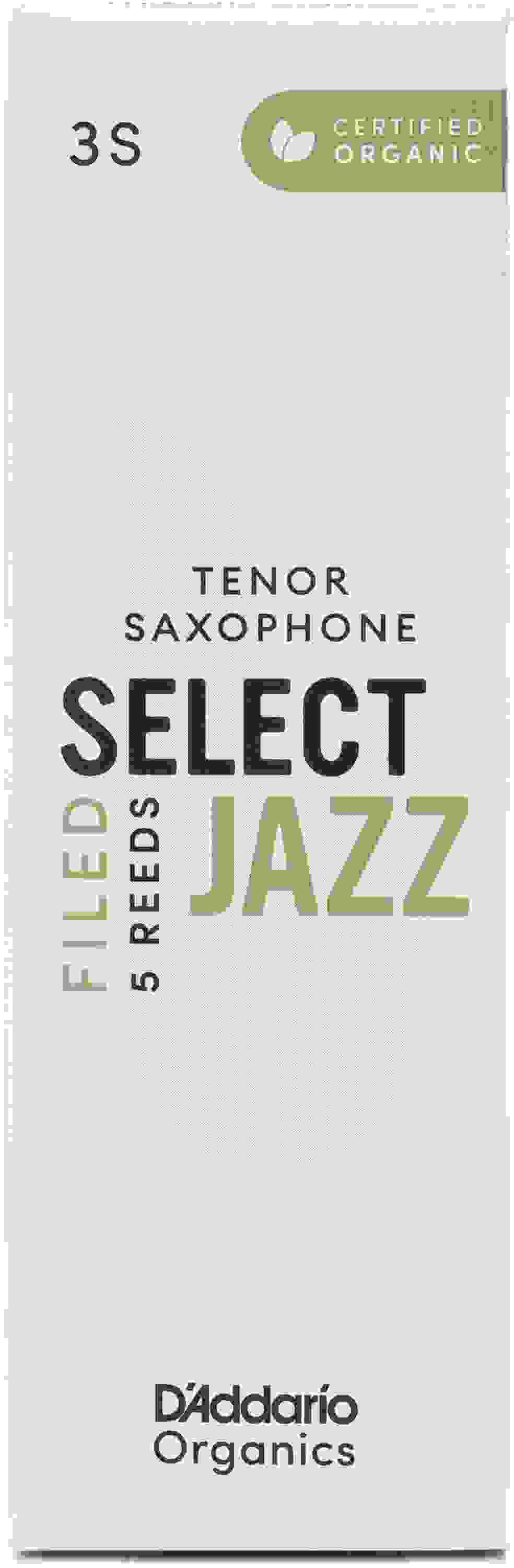 D'Addario Organics Select Jazz Filed Tenor Saxophone Reeds - 3 Soft (5-pack)