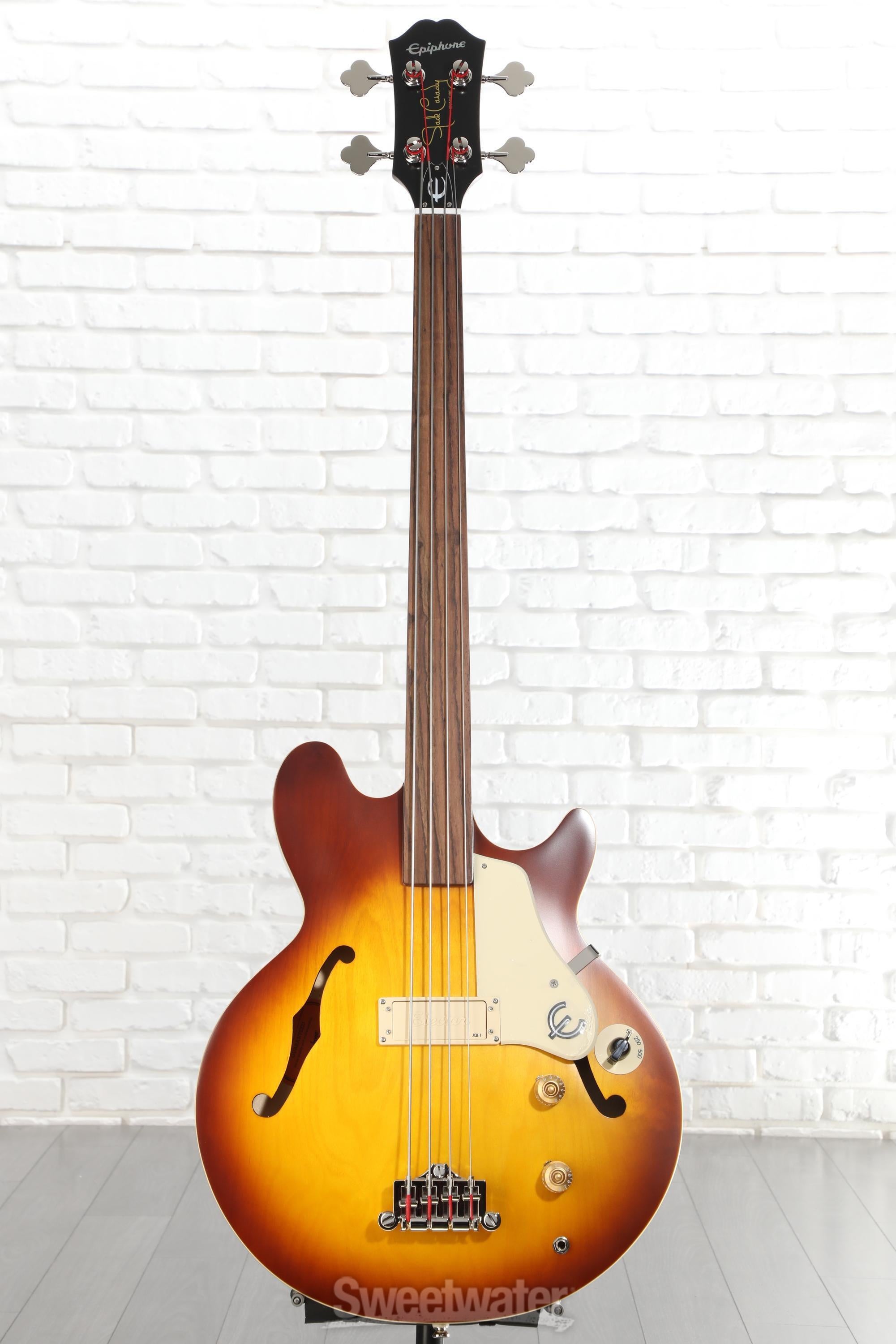 Epiphone Jack Casady Fretless Signature Bass Guitar - Aged Royal